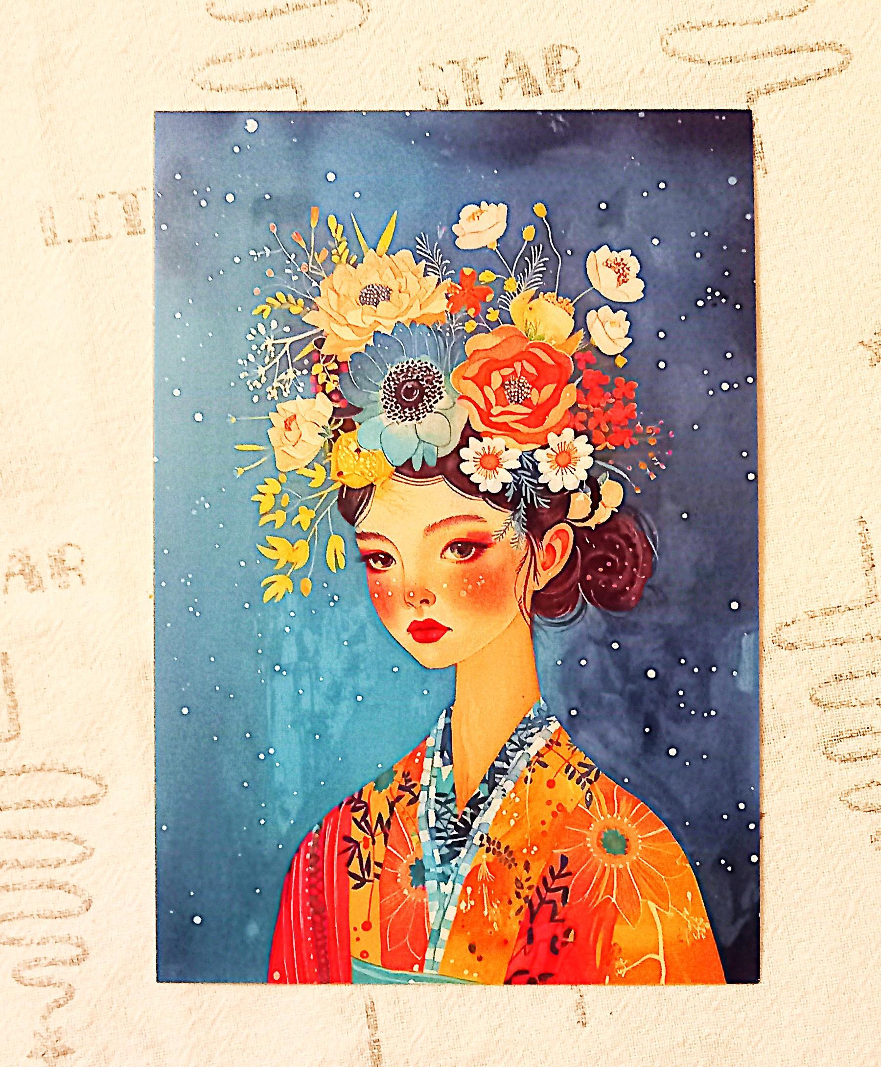 troc de troc carte d'une femme-fleur. image 0