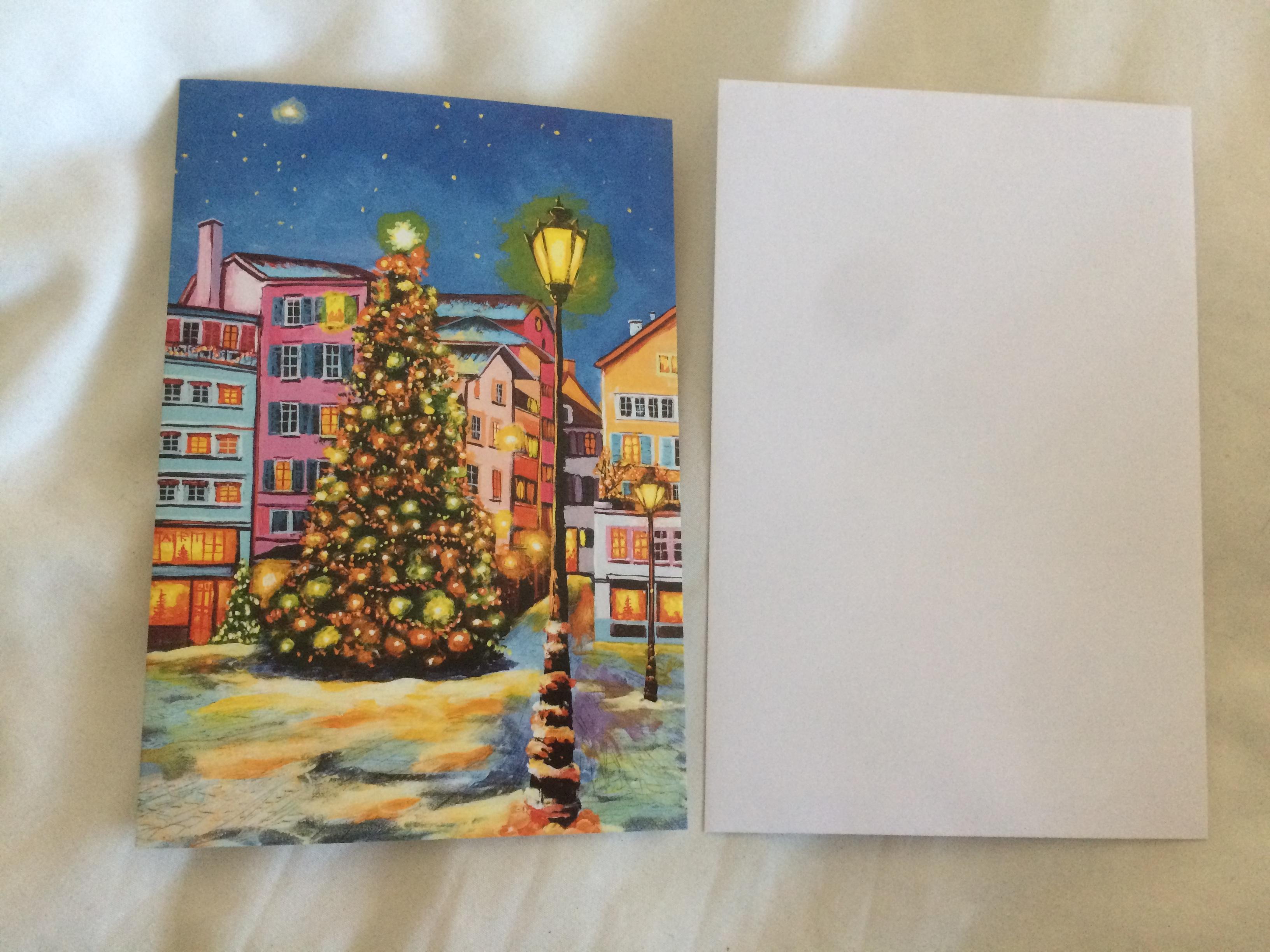 troc de troc carte de voeux décor sapin de noël et son enveloppe blanche image 1