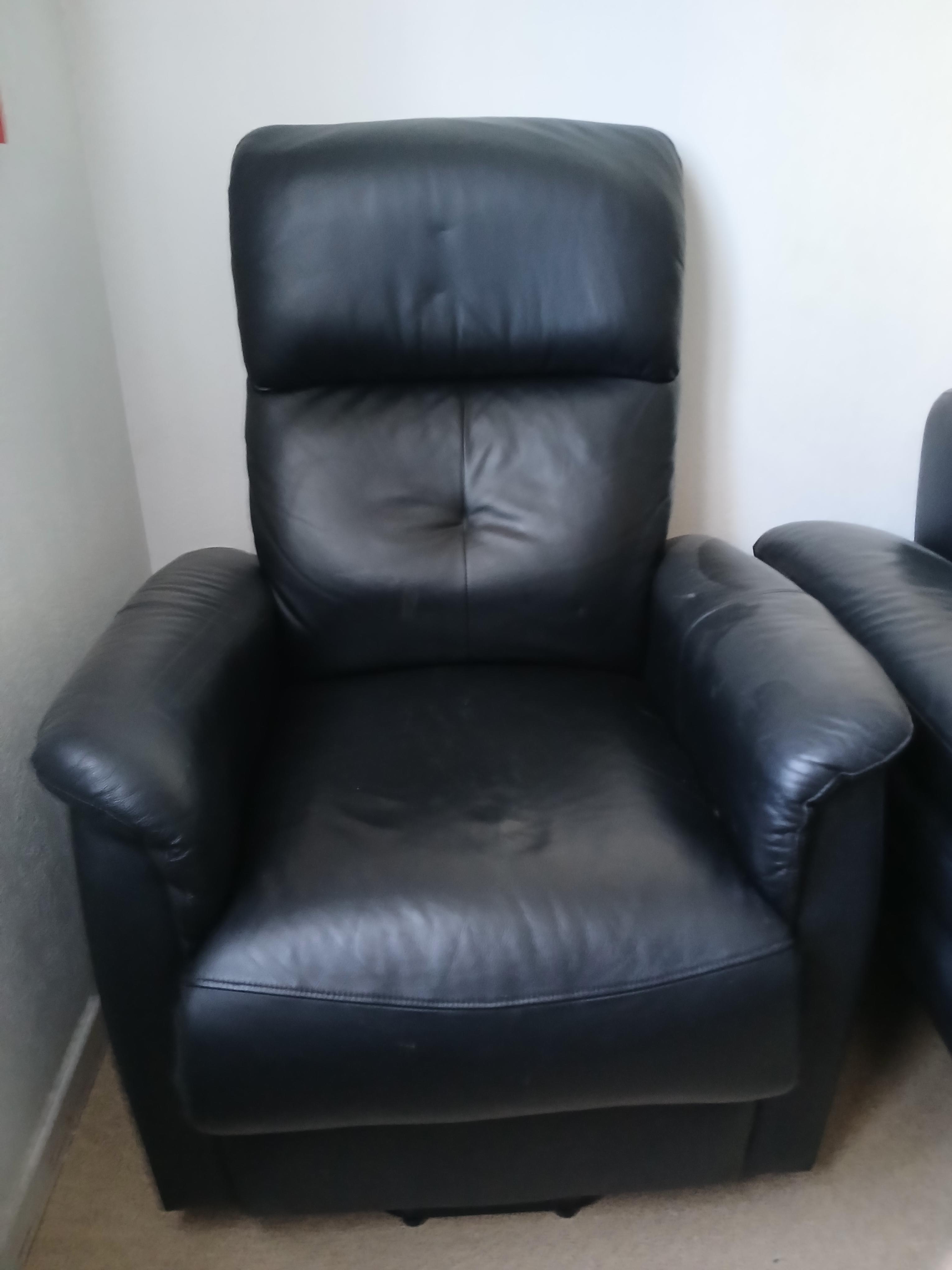 troc de troc fauteuil relaxant +canapé cuir noir image 2