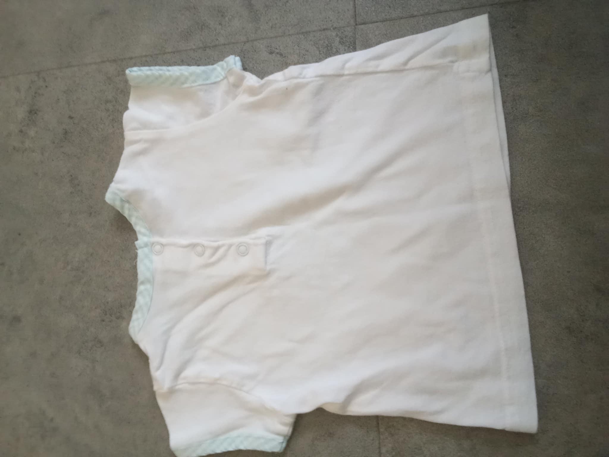 troc de troc tee shirt neuf taille 1 an  bordure turquoise marque bob et julie image 1