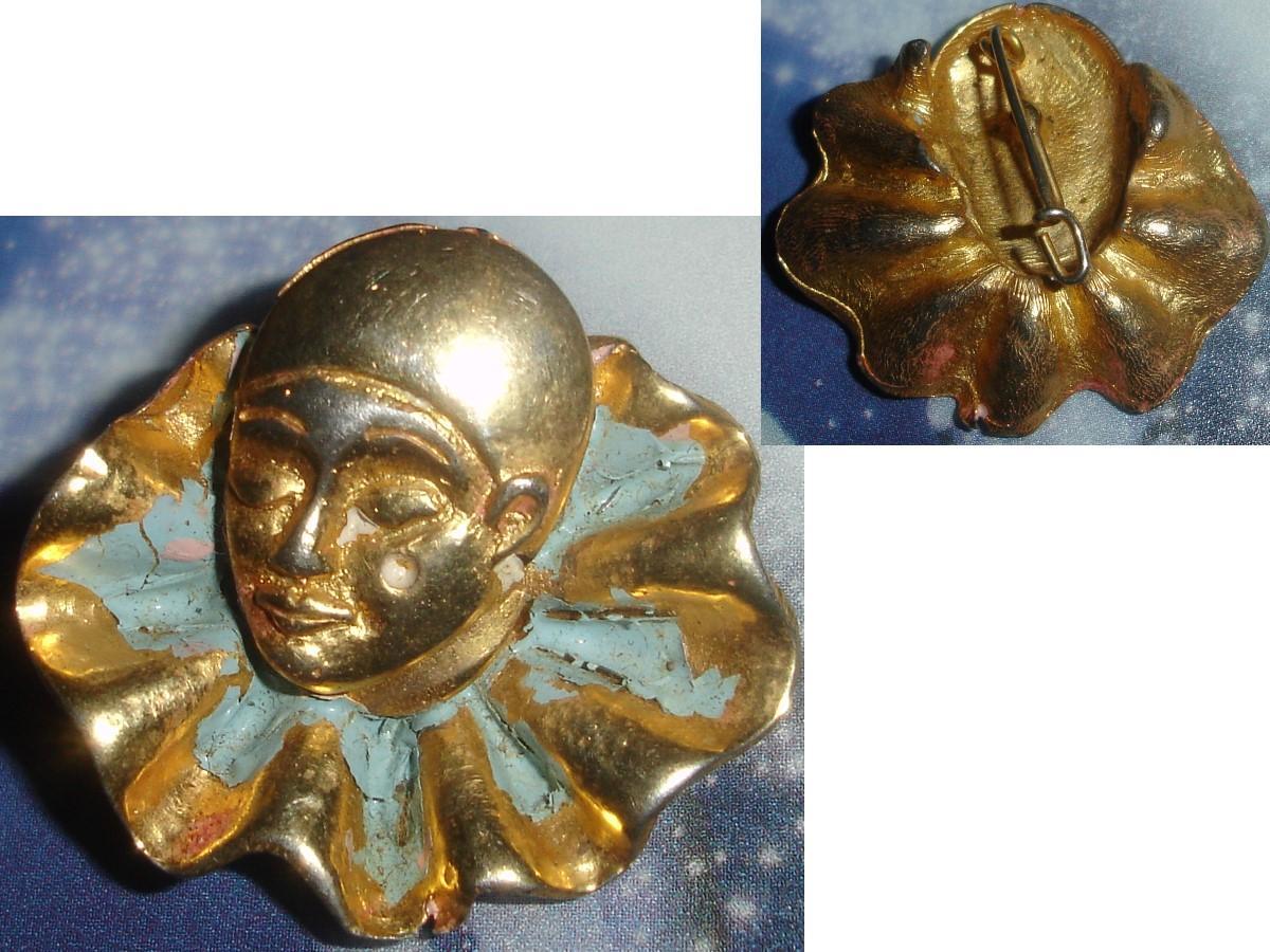 troc de troc vintage : broche pierrot / arlequin anciennement peinte (restes) image 0