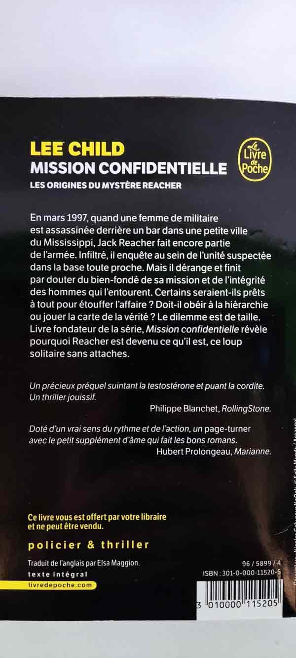 troc de troc livre - mission confidentielle - poche - lee child image 1
