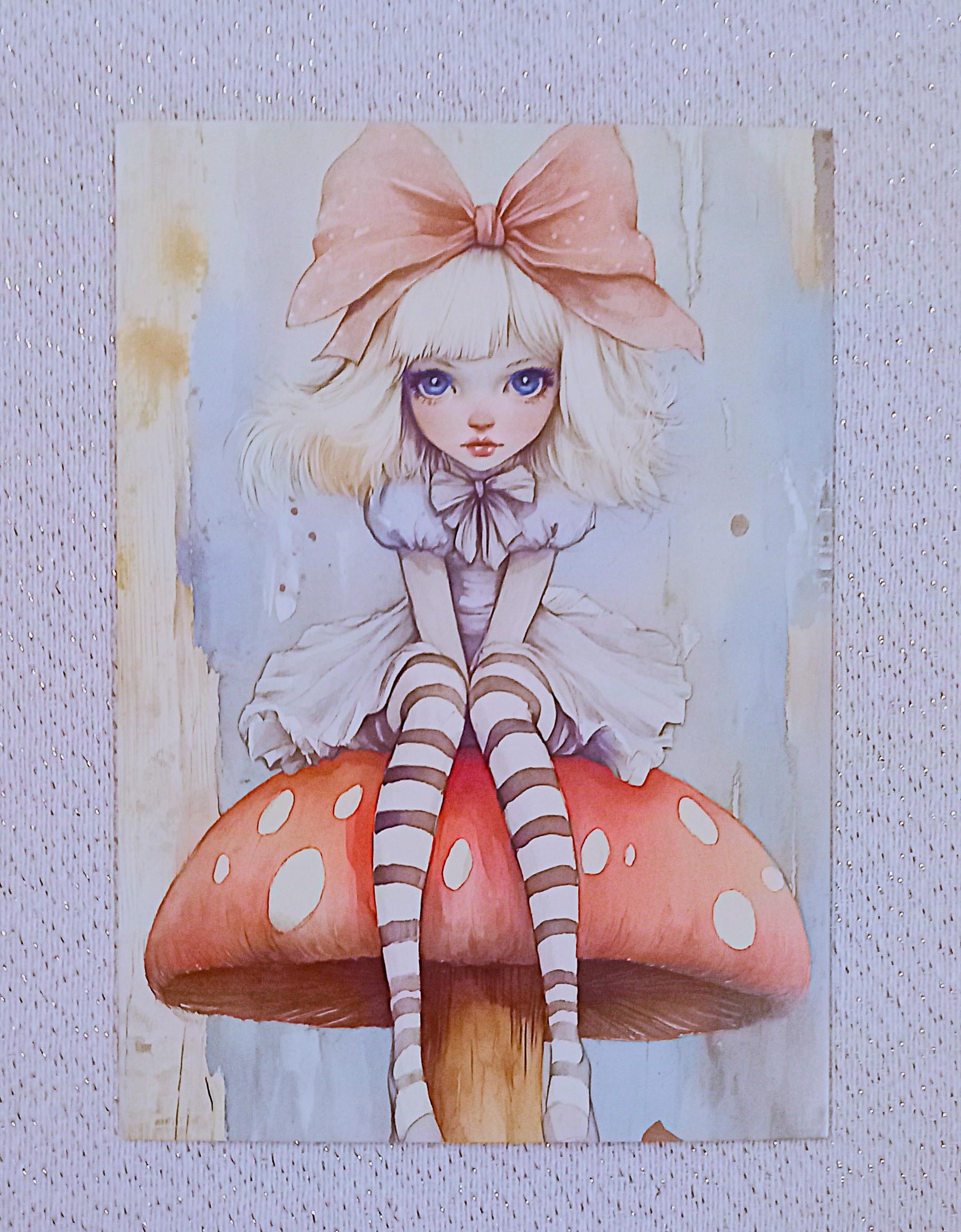 troc de troc carte postale "alice et le champignon". image 0