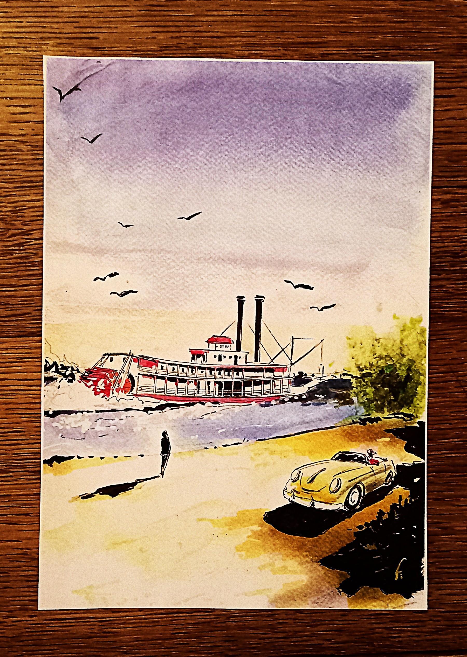 troc de troc affichette "bateau à vapeur sur le mississippi". image 0