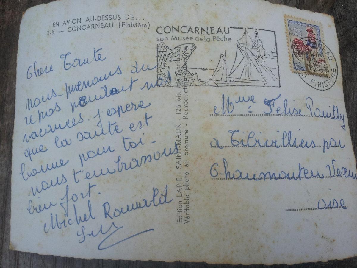 troc de troc carte postale timbrée de 1965 du finistère image 1