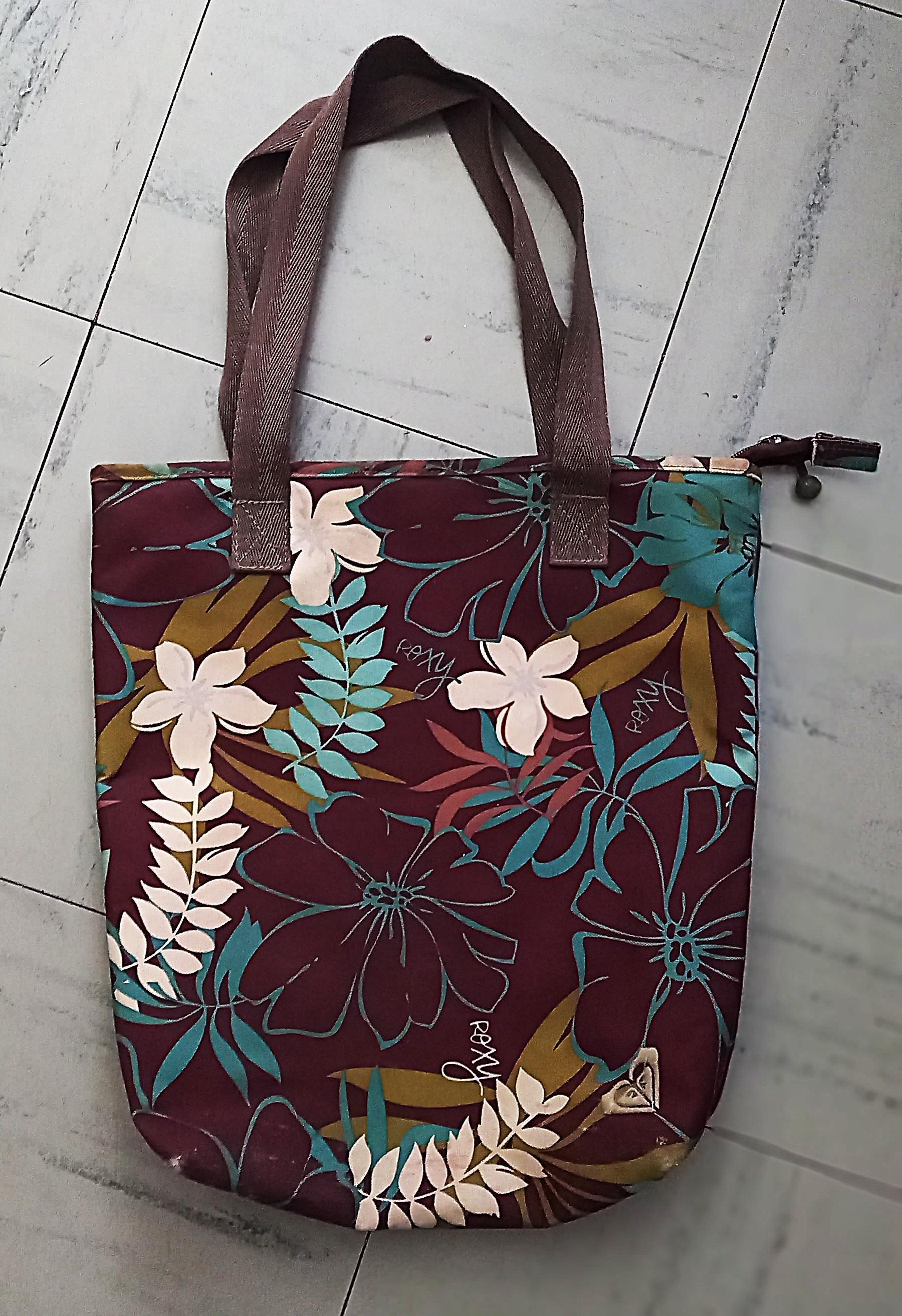 troc de troc sac en toile marron floral. image 0