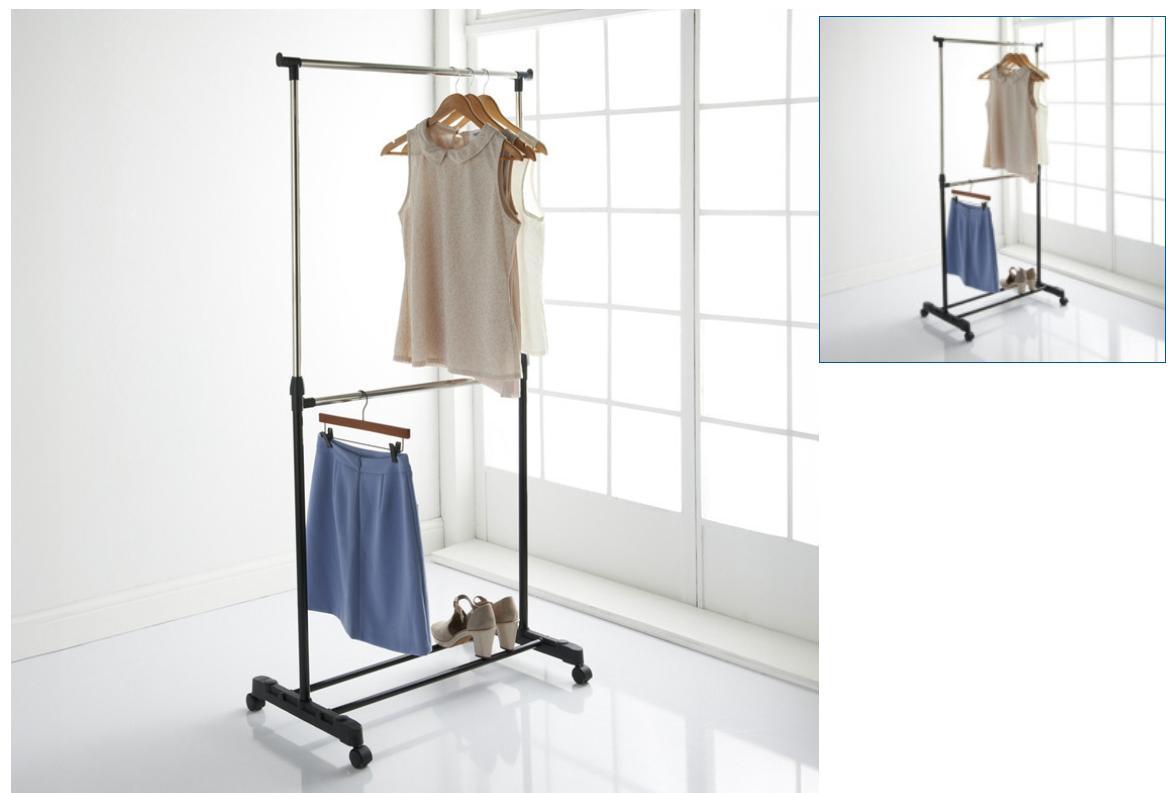troc de troc portant à vêtements 2 niveaux sur roulettes – excellent état image 0
