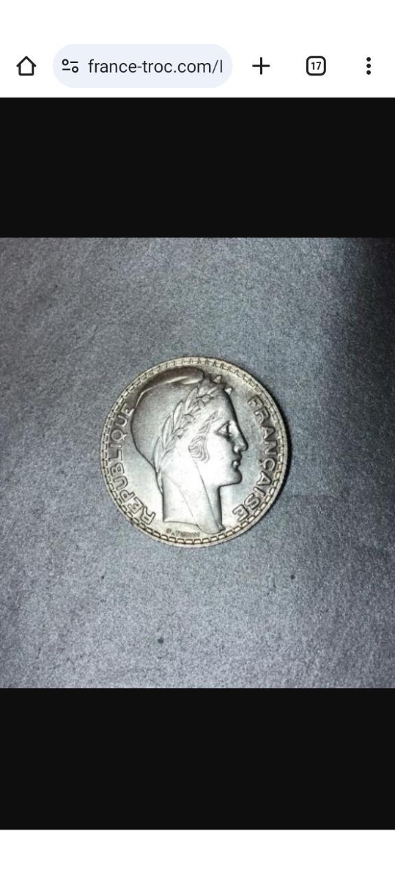 troc de troc 1 pièce de 10 francs turin en argent de 1938 bon etat (maryline faucher ) image 0