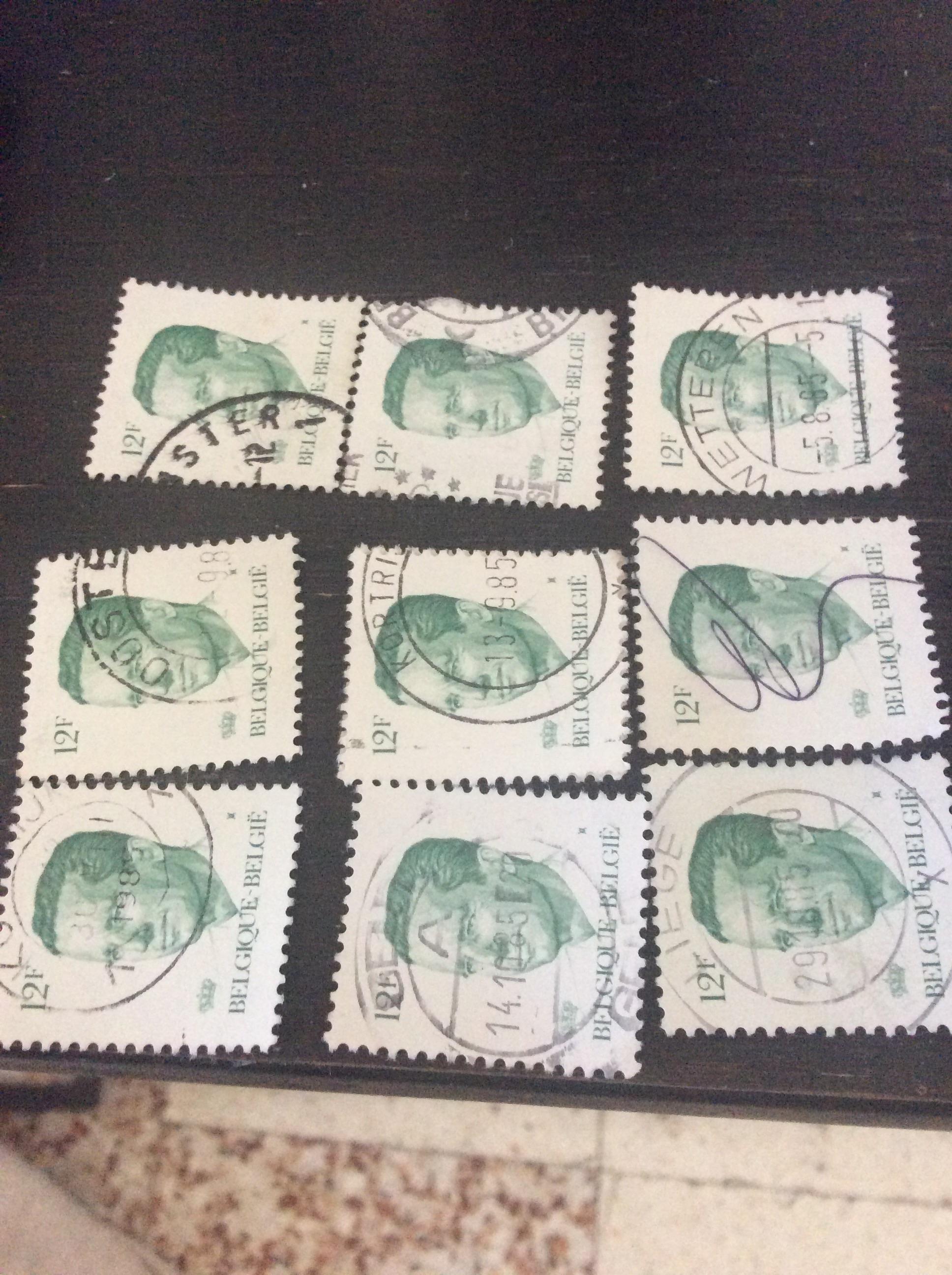 troc de troc 9 timbres verts belges 12 f image 0