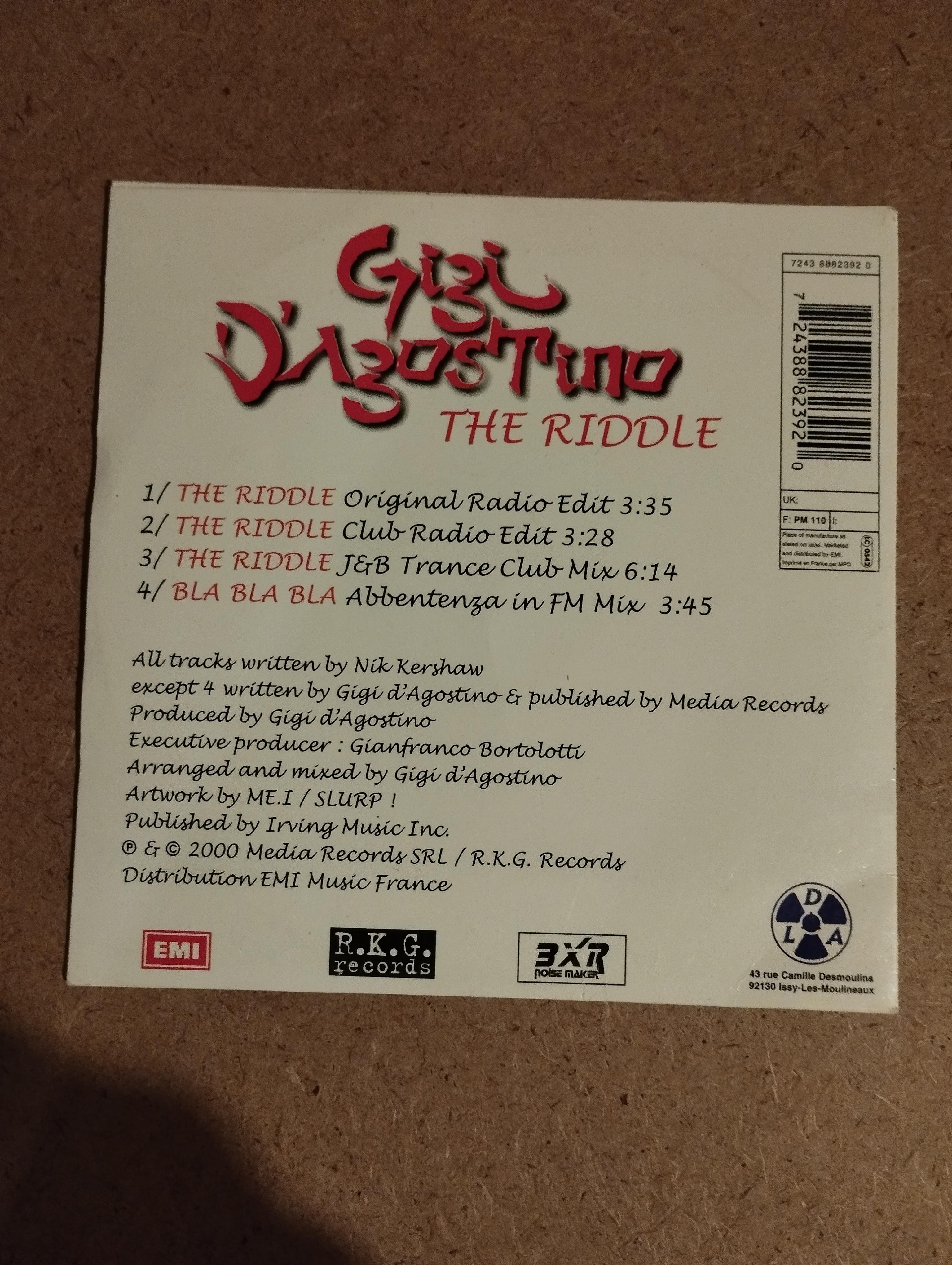troc de troc cd 2 titres gigi d'agostino - the riddle image 1