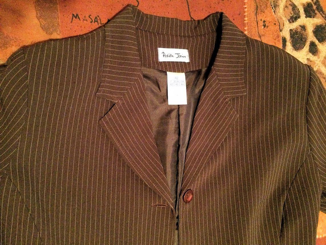troc de troc ***réservé*** veste femme - comme neuve - veste longue marron rayée image 0