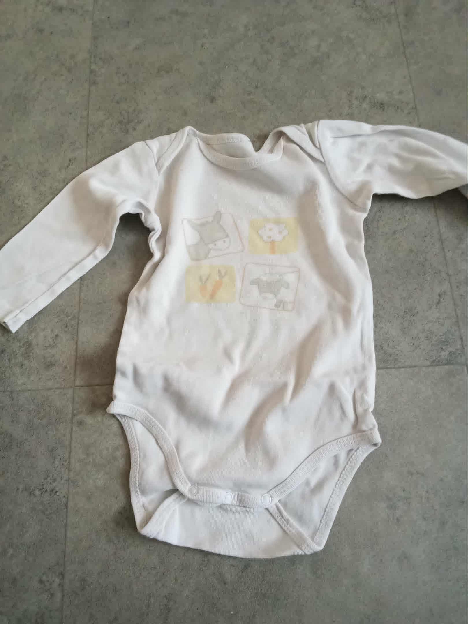 troc de troc body blanc petit dessin jaune 9 mois image 0