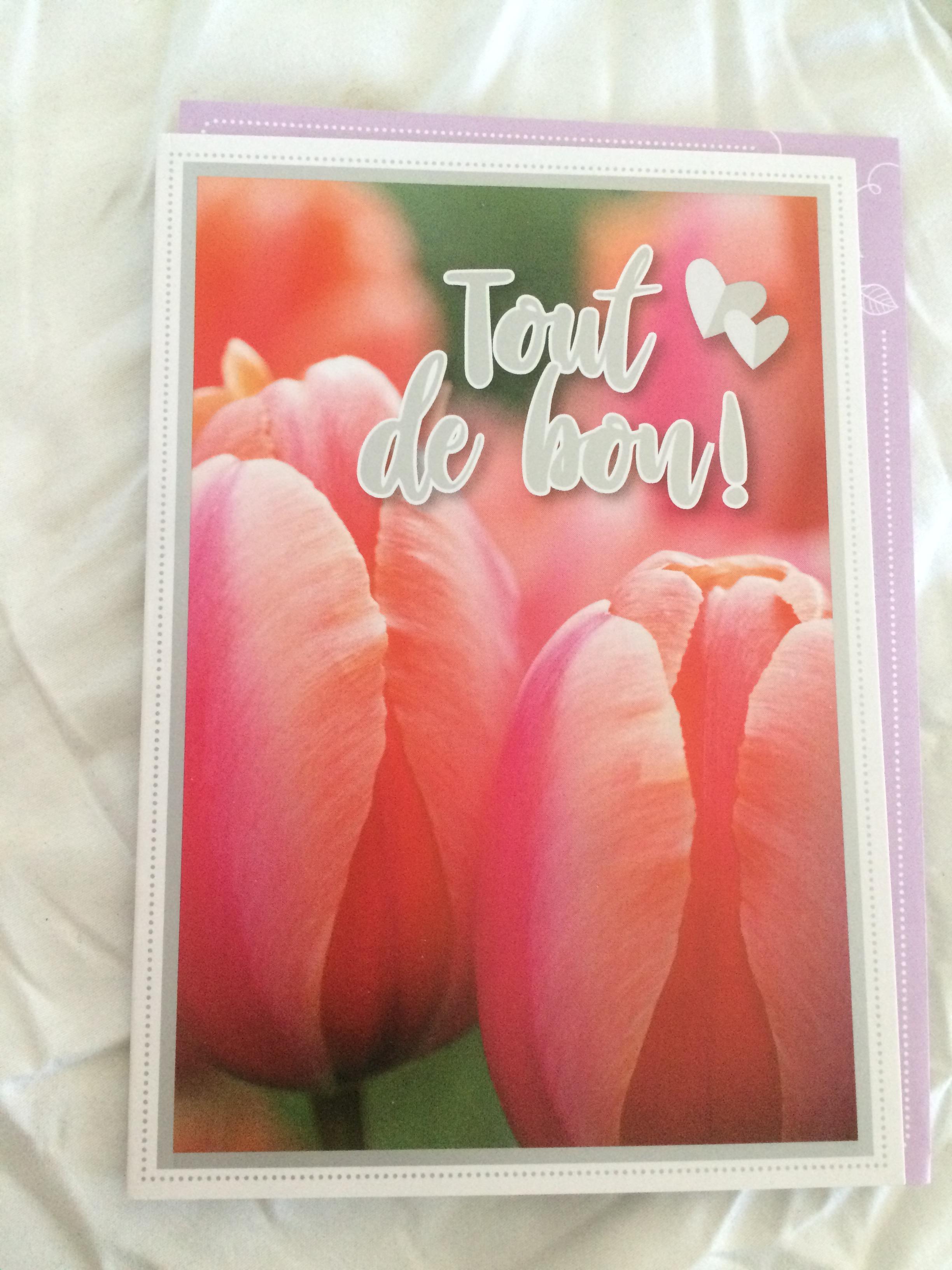 troc de troc carte tout de bon décor tulipes en bouton & son enveloppe parme image 0