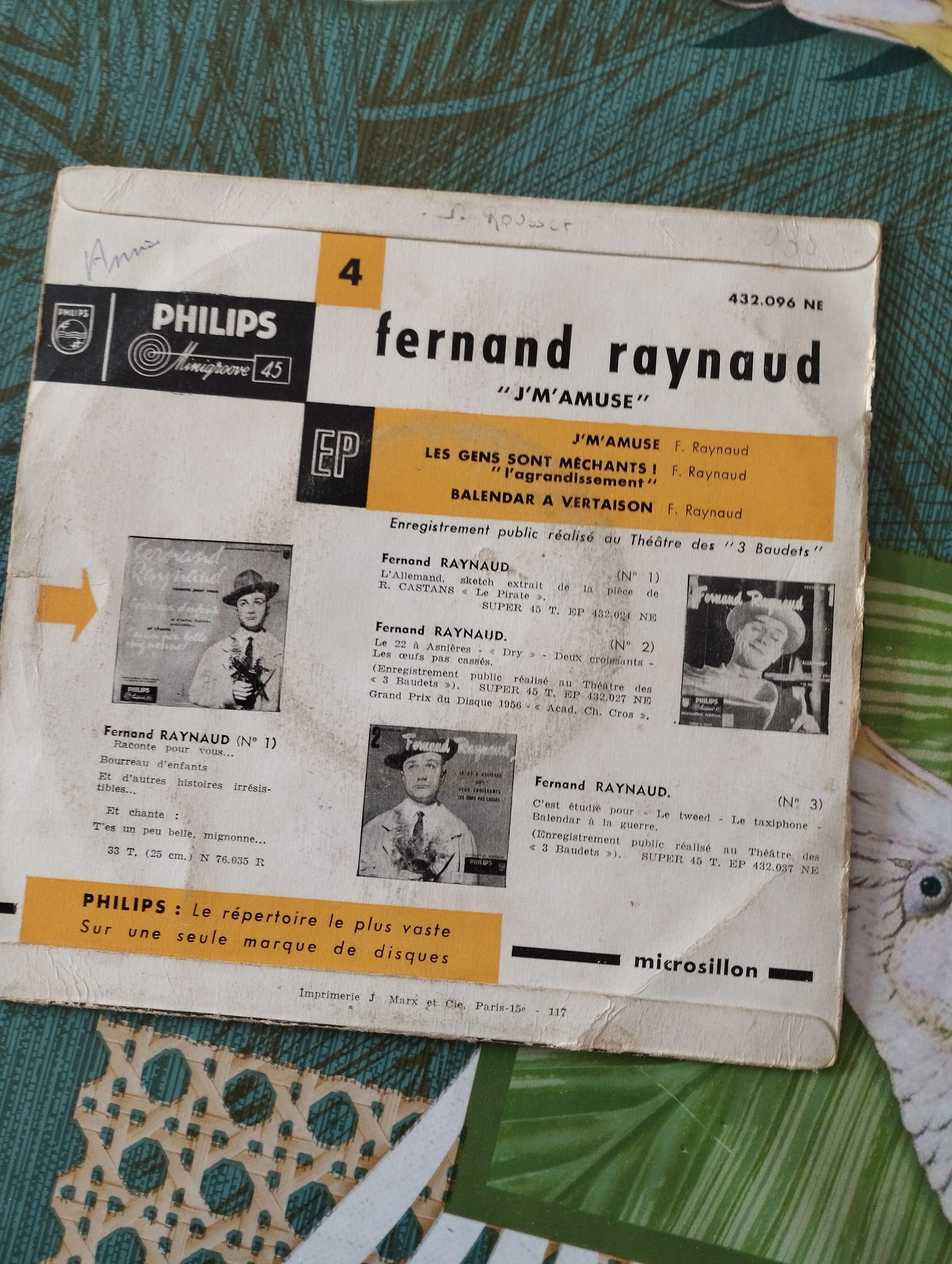 troc de troc disque vinyle 45t fernand raynaud - j'm'amuse image 1