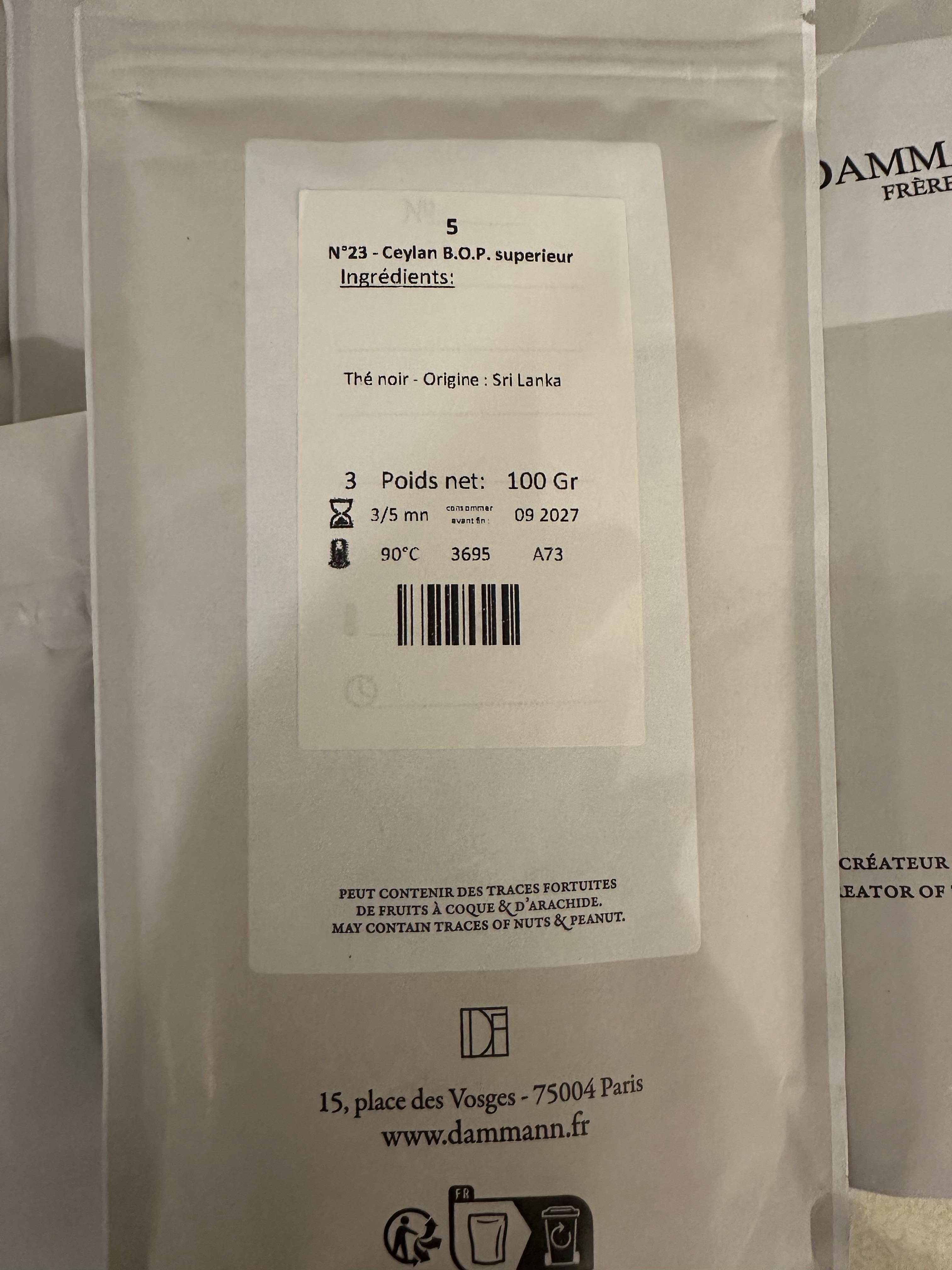 troc de troc thé frères dammann ceylan bop superieur - a l’unité image 1