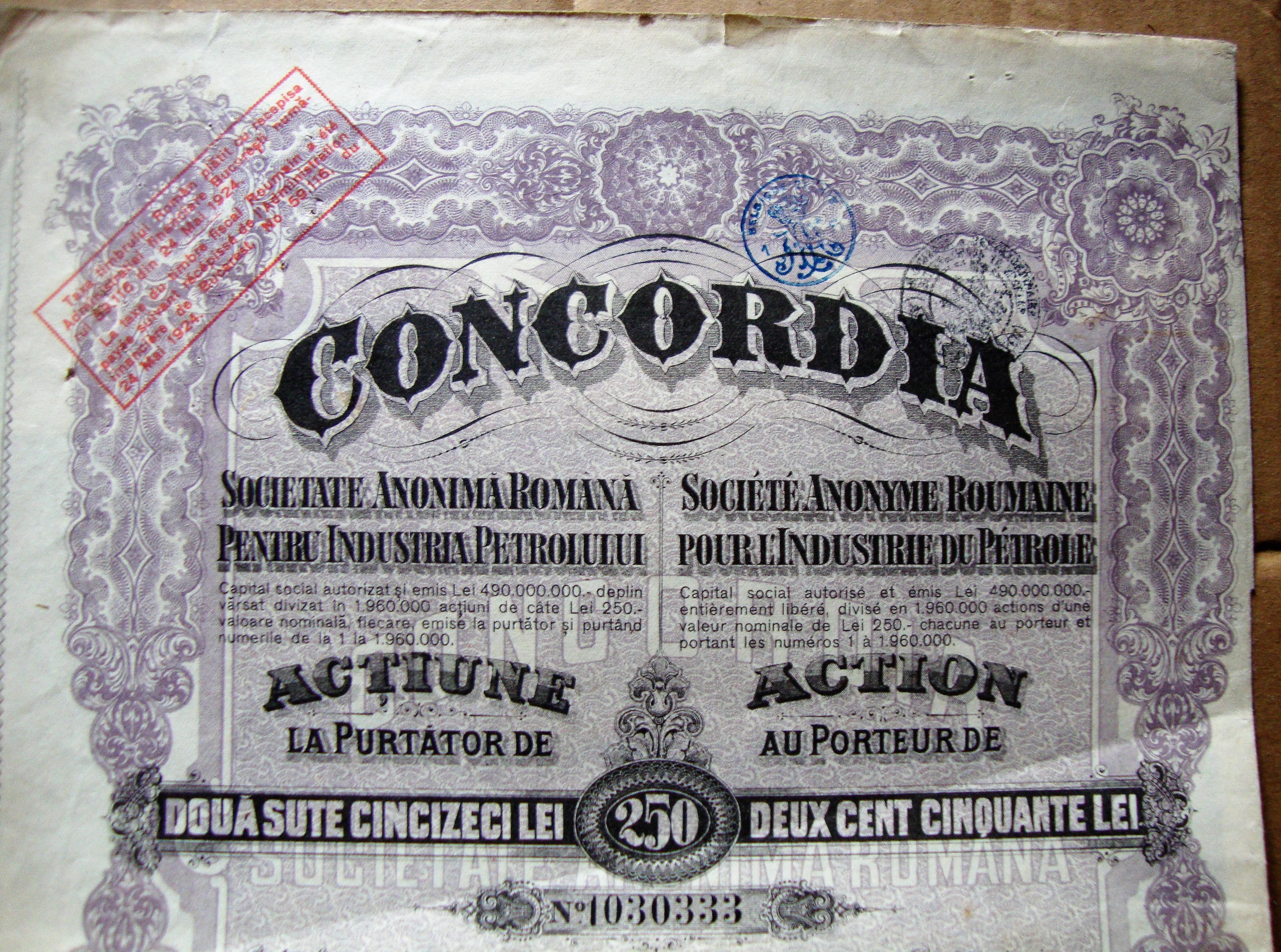 troc de troc ancien titre roumain " concordia " image 1