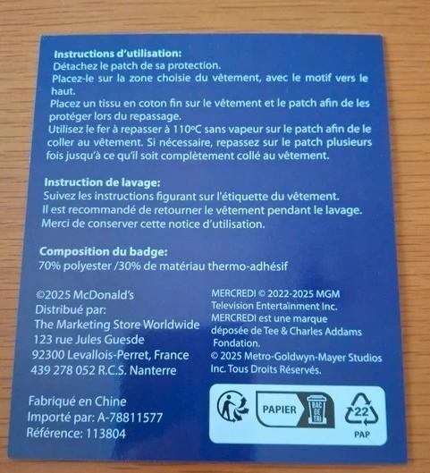 troc de troc patch mc donald mercredi wednesday image 1