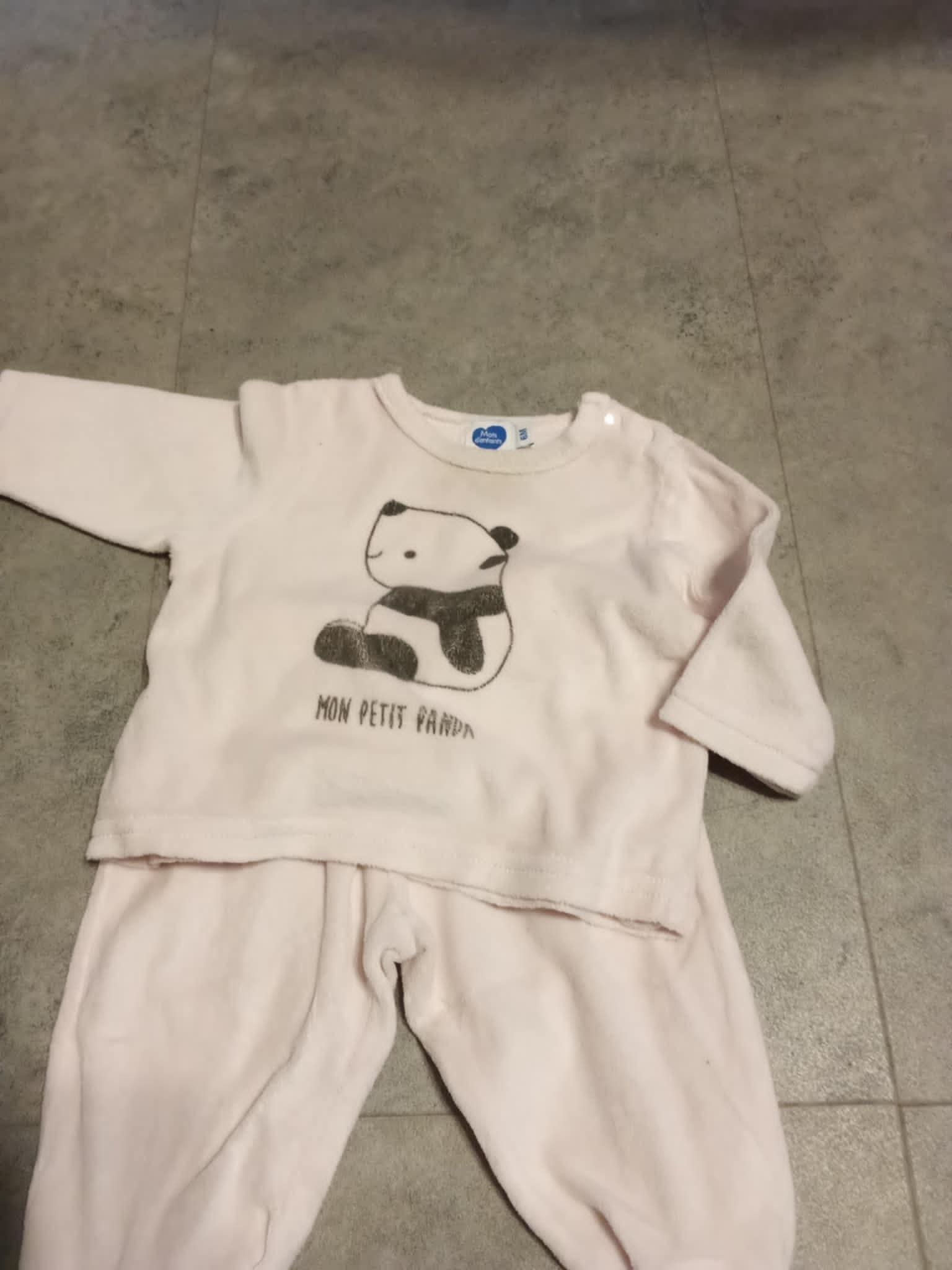 troc de troc pyjama 2 pirces 6 mois marque mots d'enfants rose pale image 1