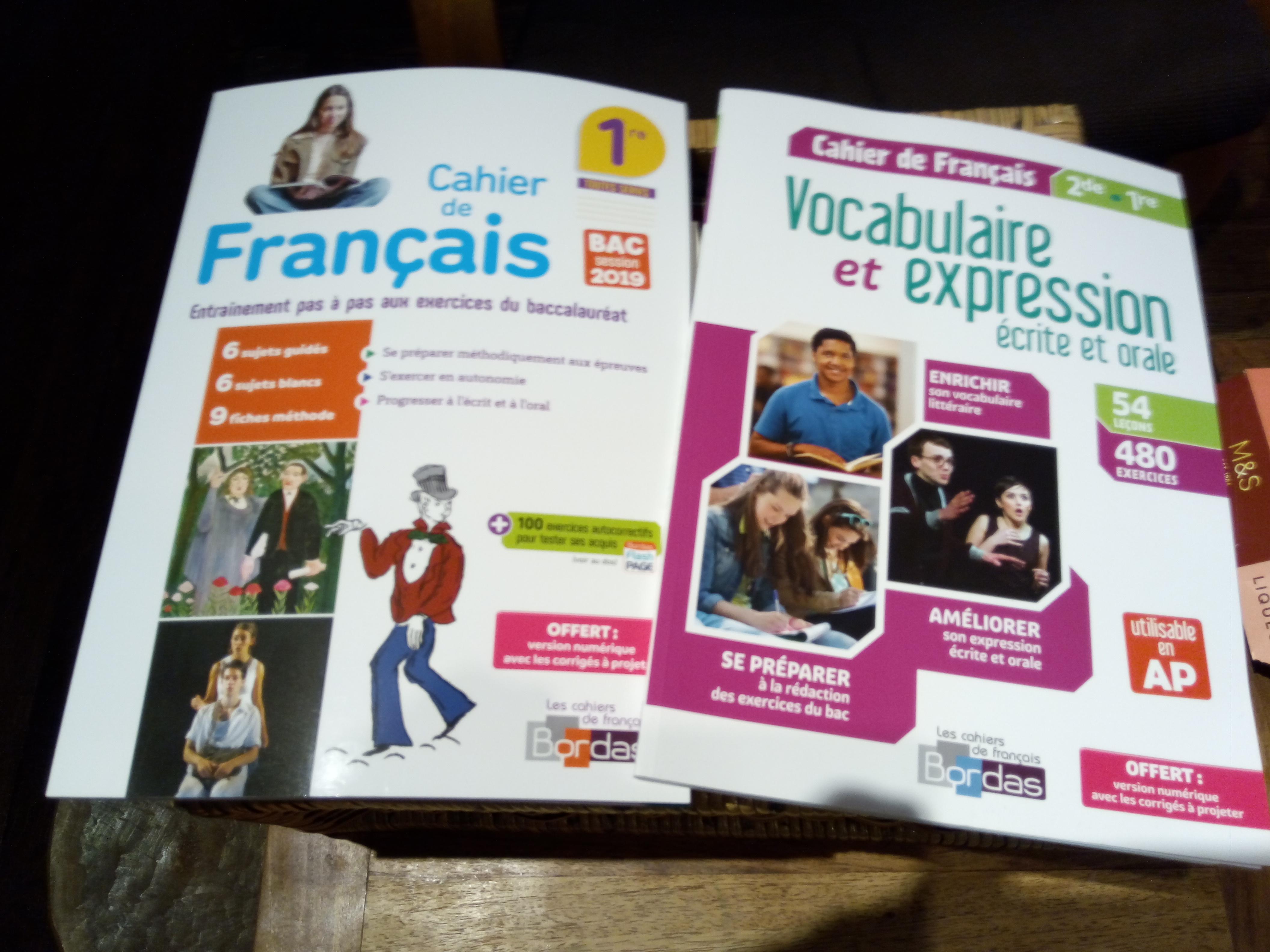 troc de troc cahiers de français 2de et 1ere corrigés (neufs) image 0