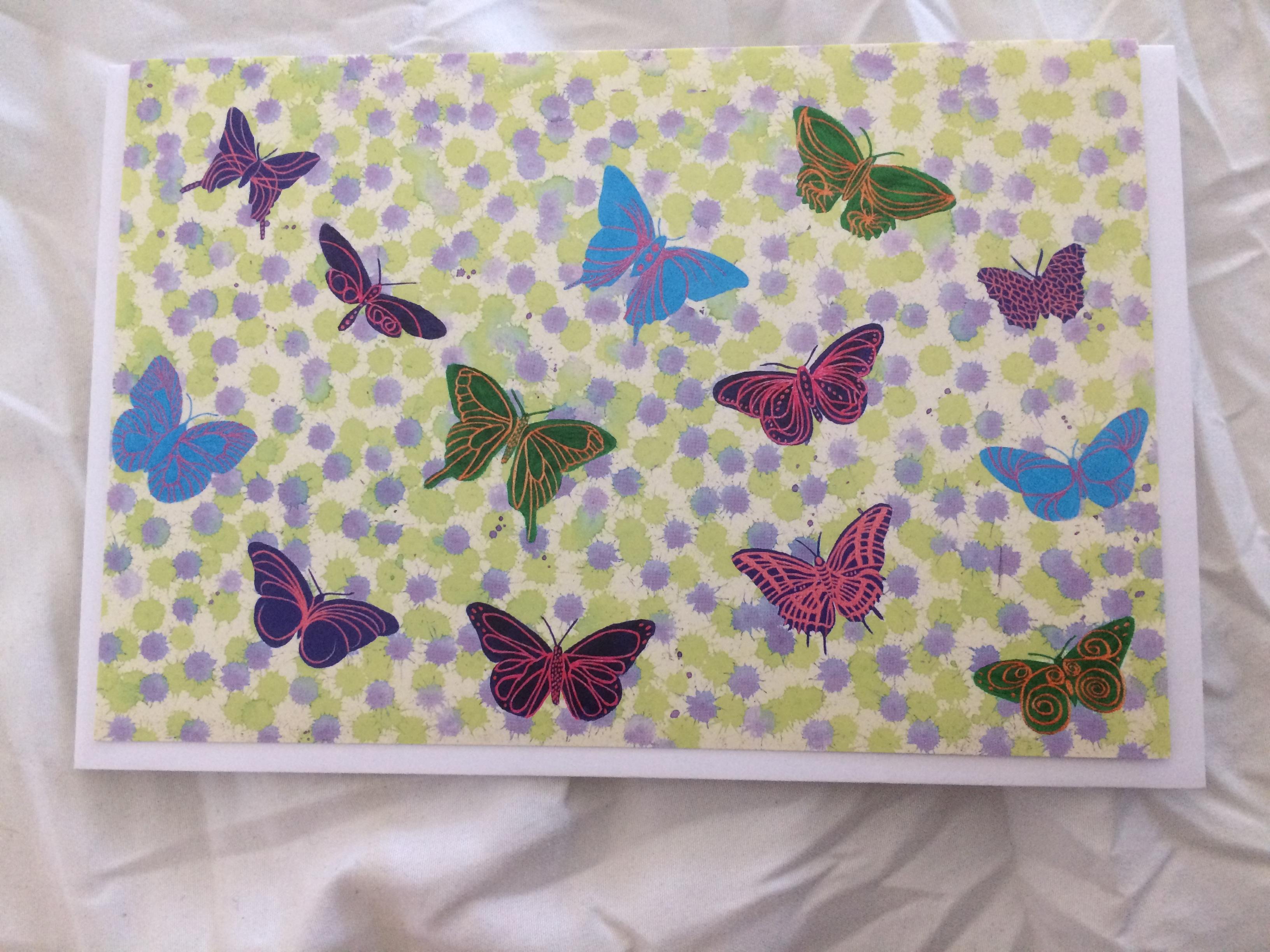 troc de troc carte de papillons multiccolores & son enveloppe blanche image 0