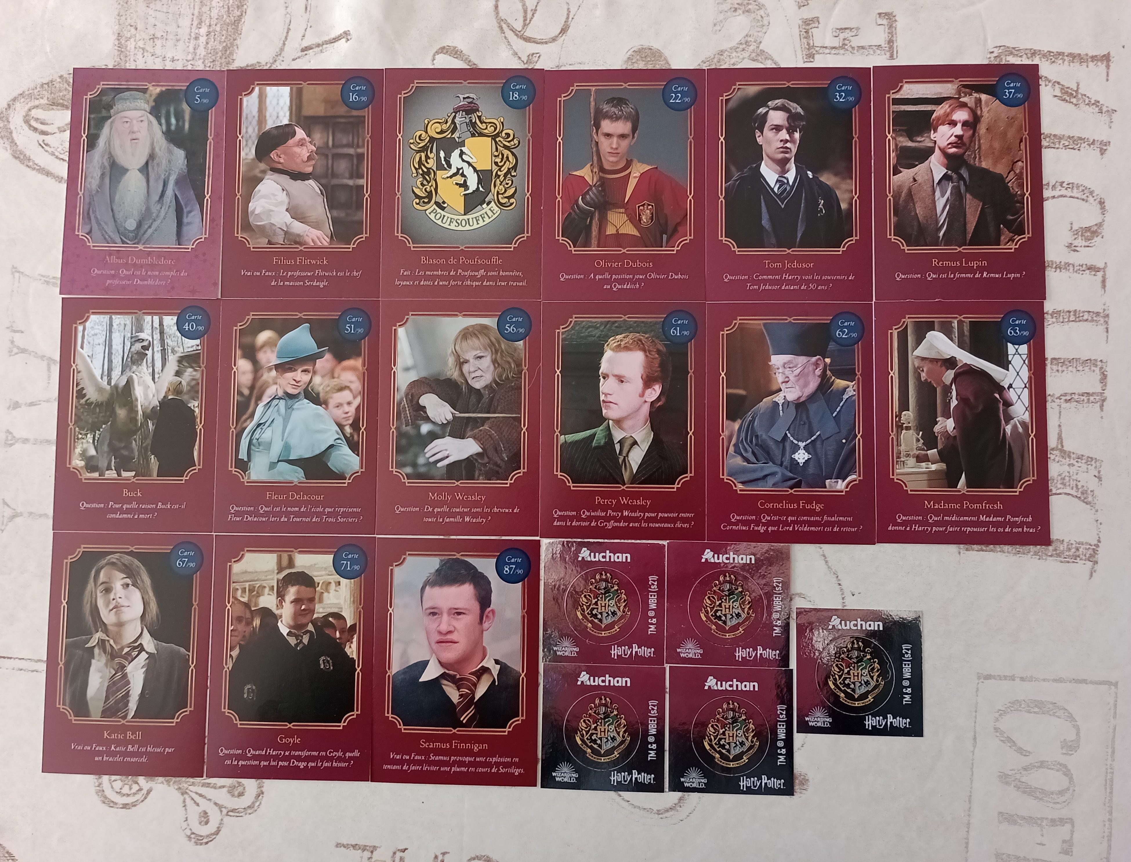 troc de troc 15 cartes auchan harry potter + 5 stickers image 0