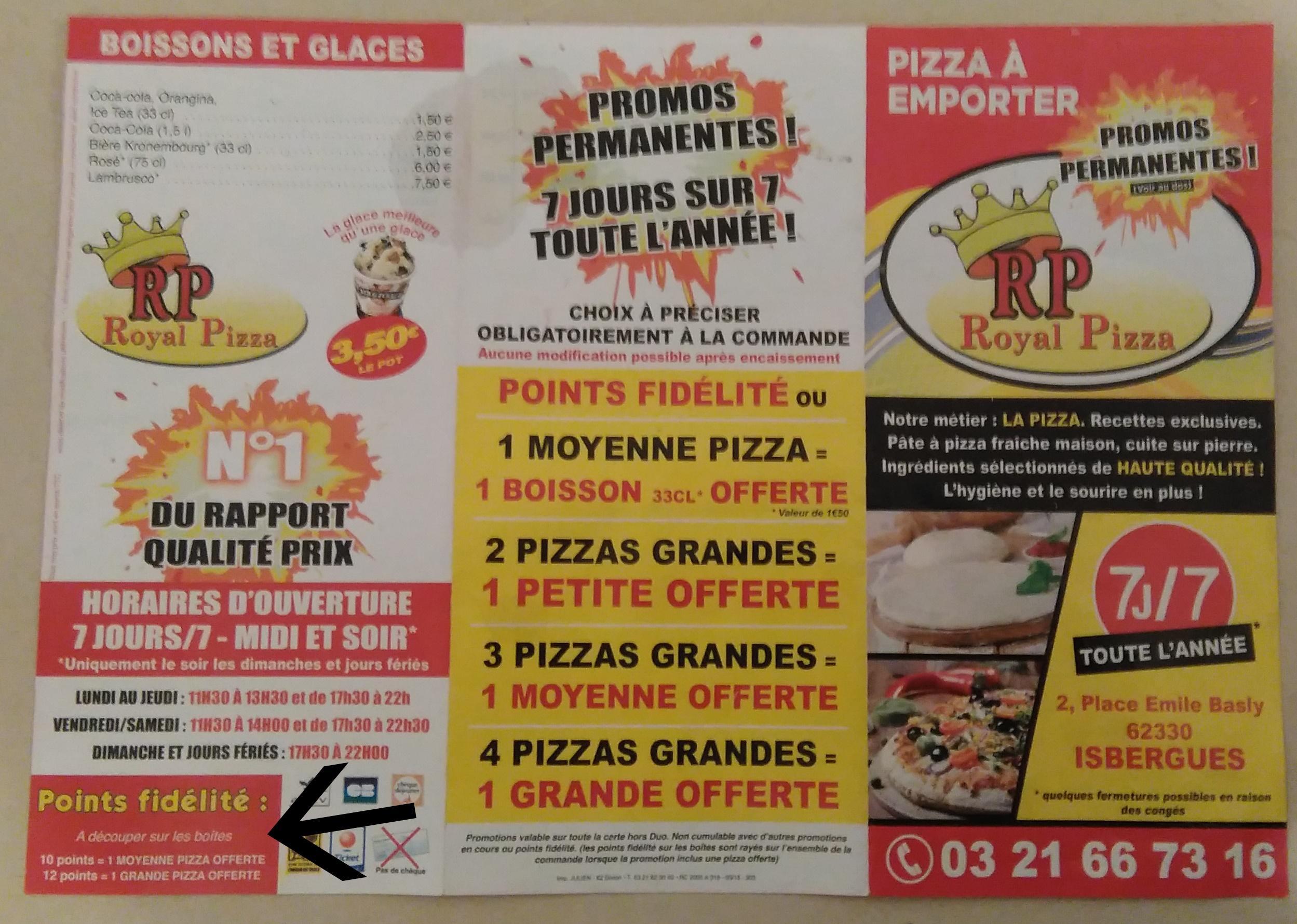 troc de troc 3 points fidélité royal pizza isbergues (lot2) image 1