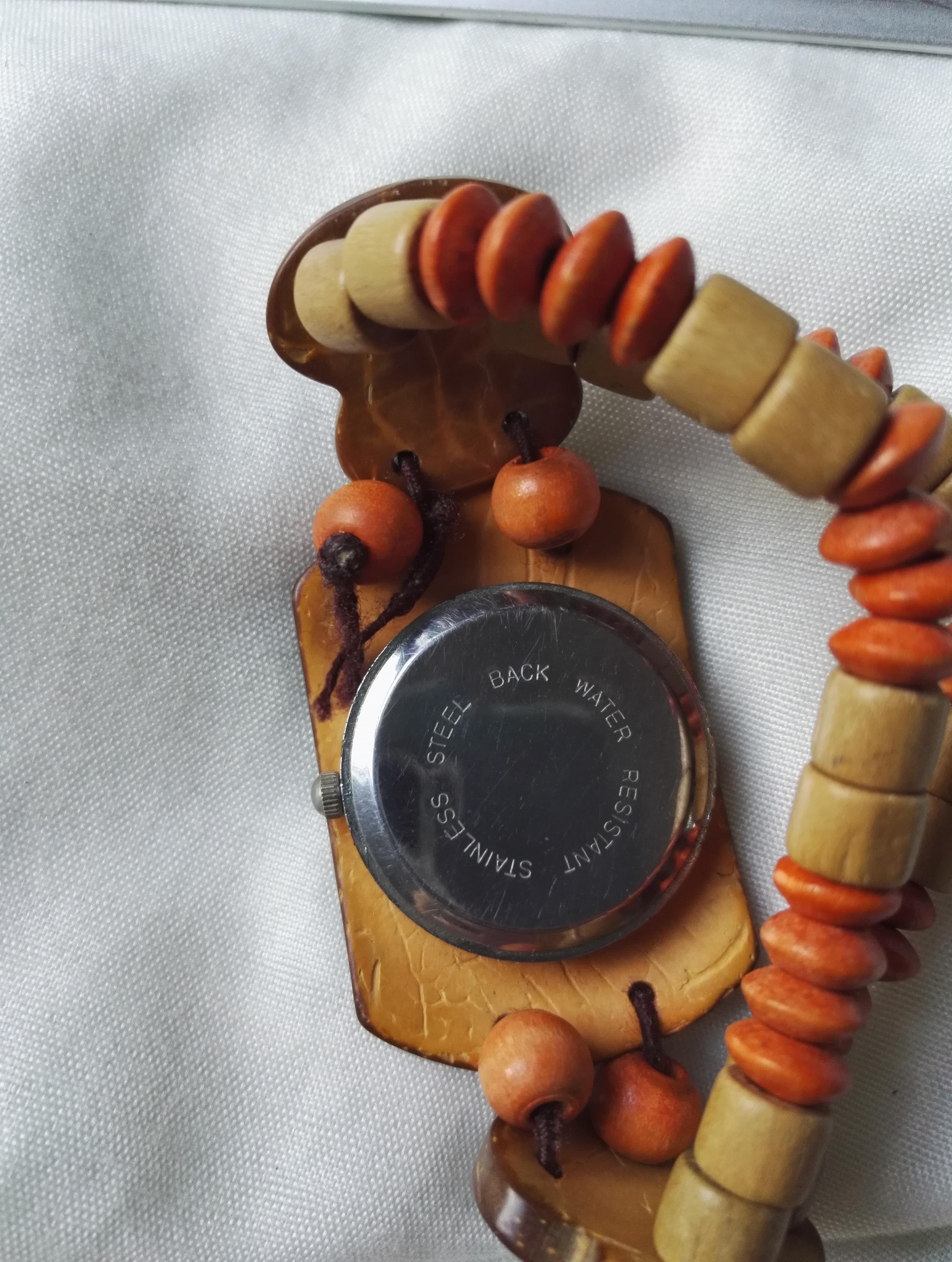 troc de troc montre élastique bois orange image 1
