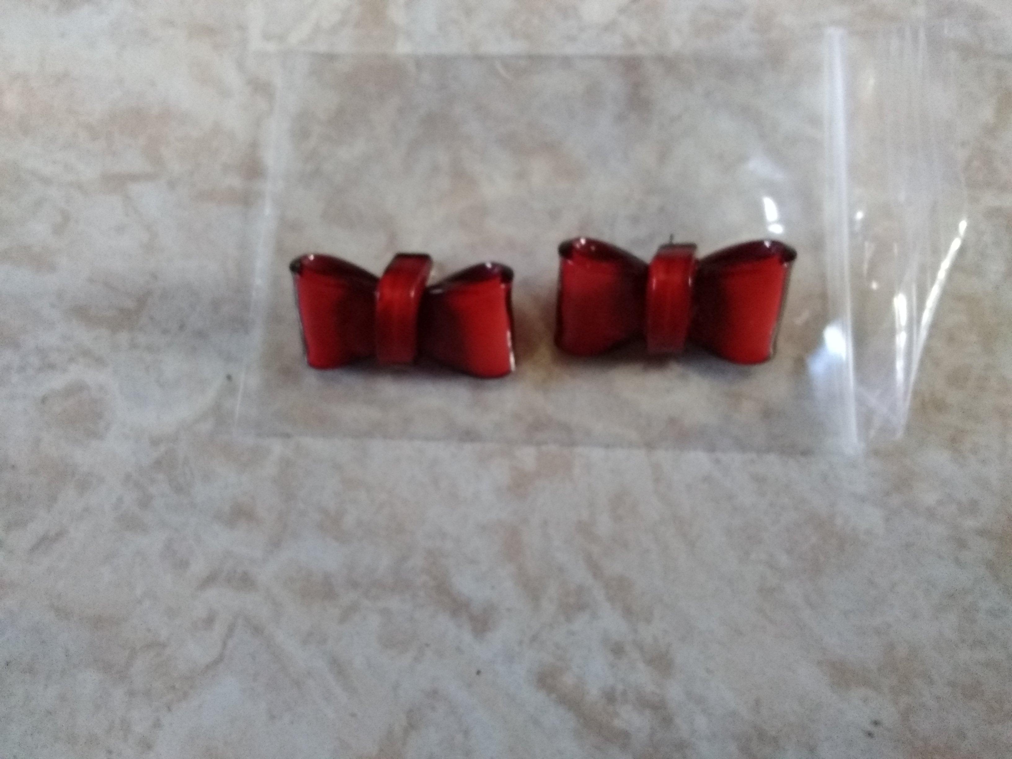 troc de troc boucle d oreille noeud rouge neuf image 2