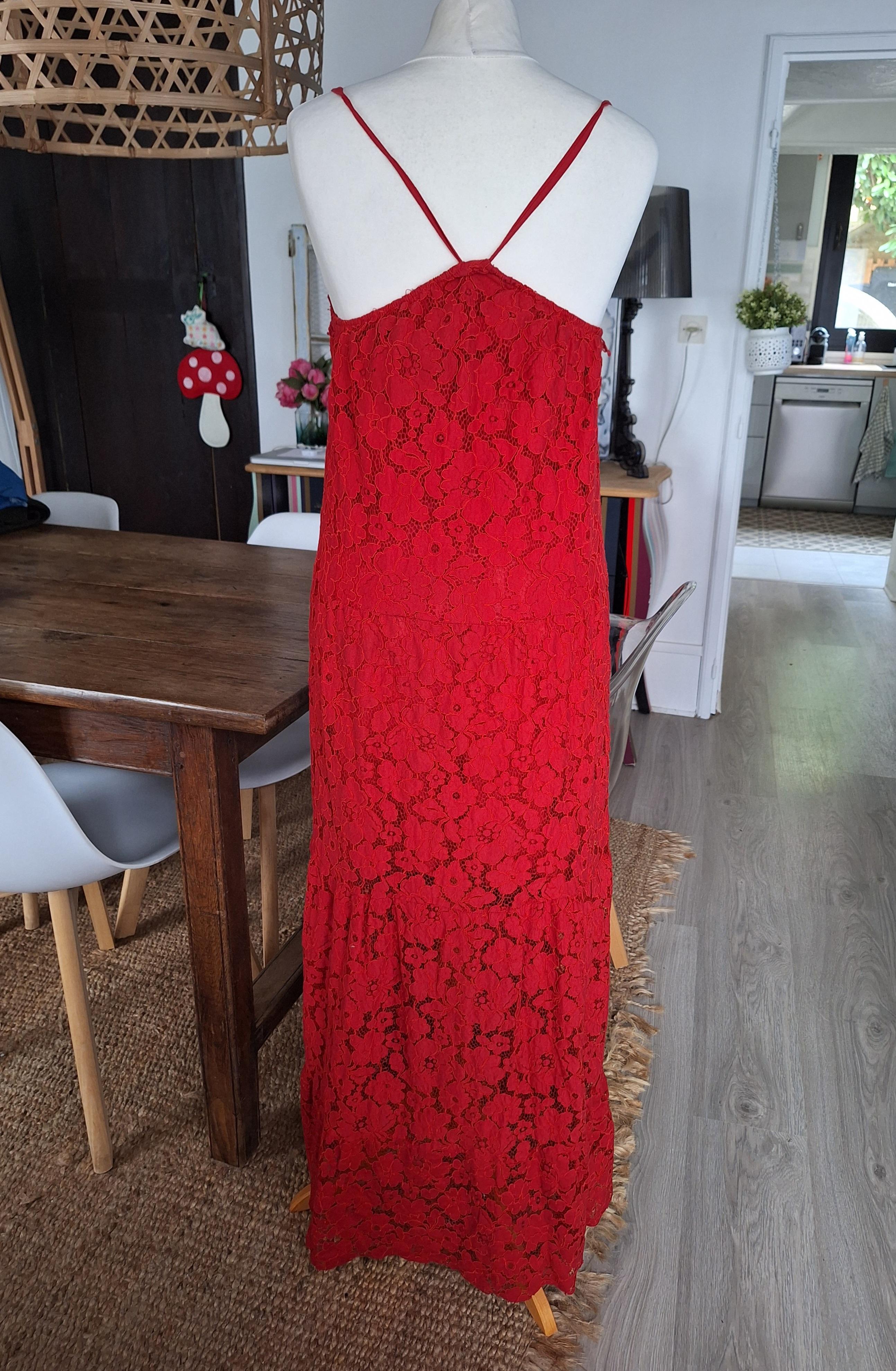 troc de troc superbe robe longue dentelle rouge 40-42 image 1
