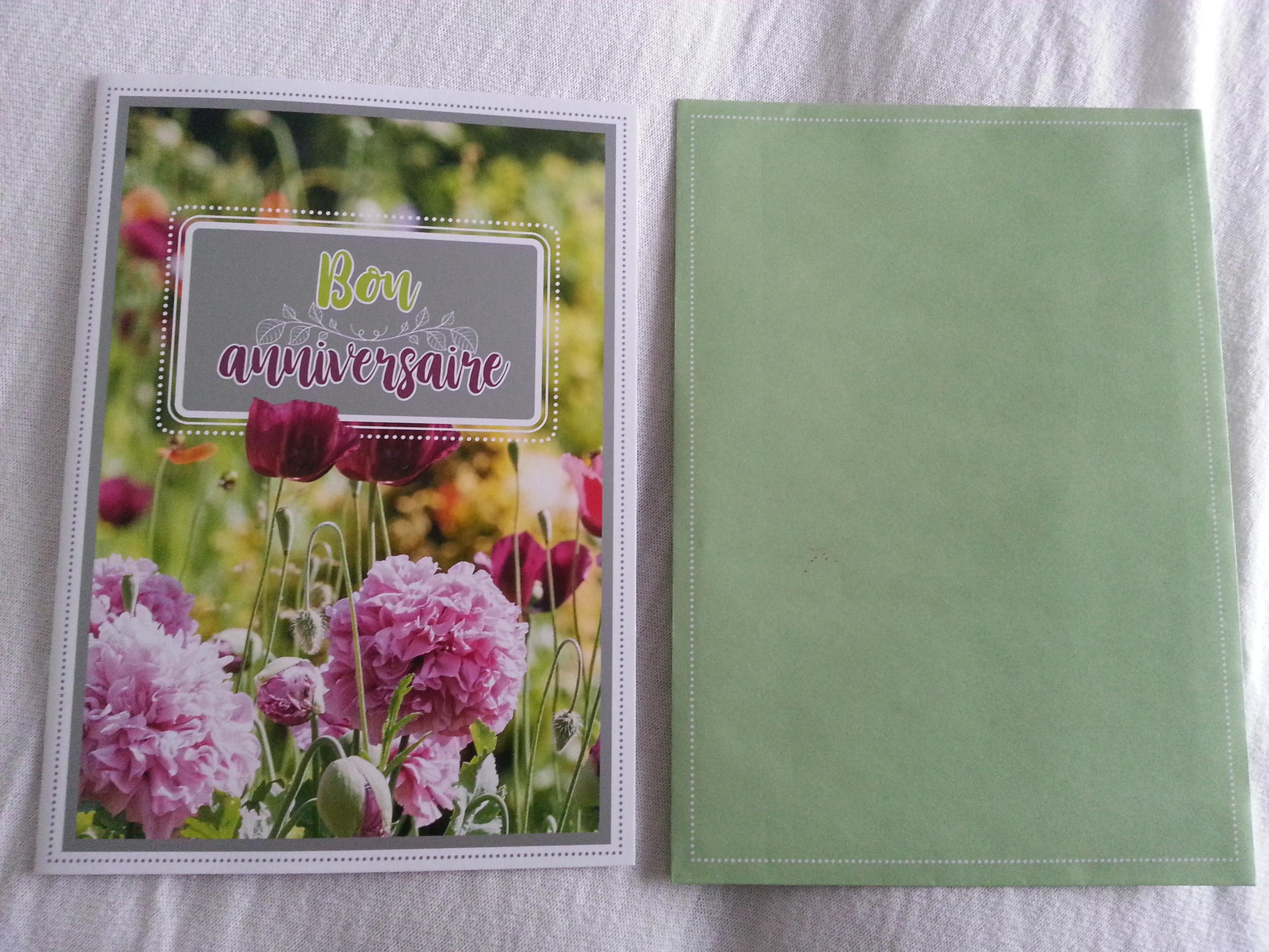 troc de troc carte bon anniversaire fleurs oeillets/coquelicots & son envelopp image 0