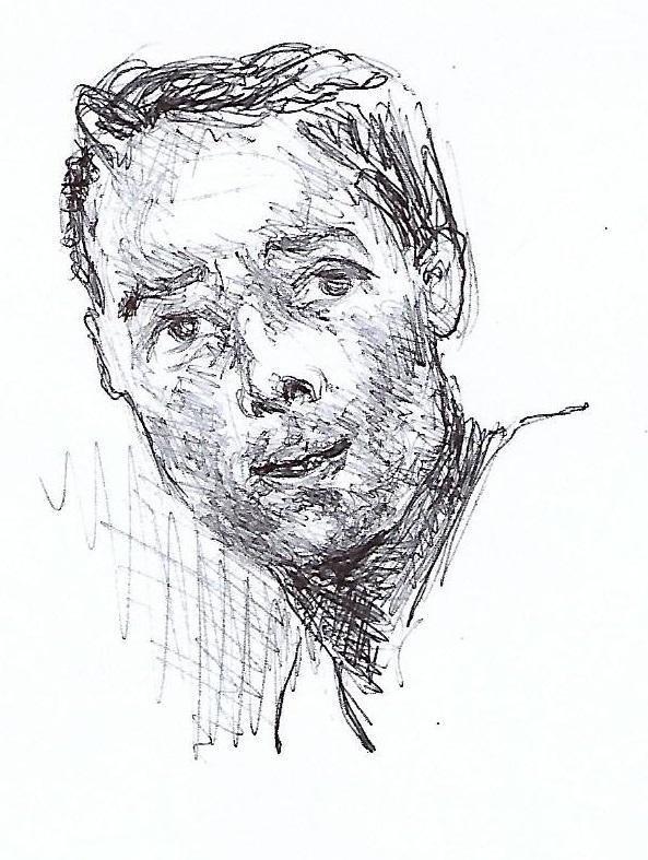 troc de troc jacques brel, portrait original au bic d'après photo image 0