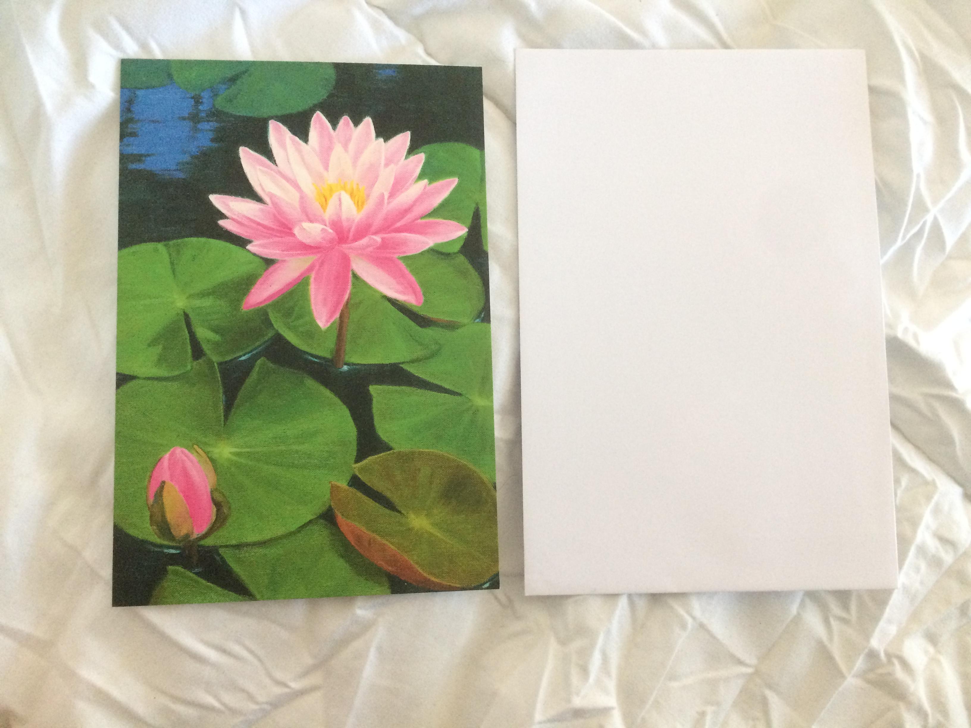 troc de troc carte décor nénuphars roses & son enveloppe blanche image 1