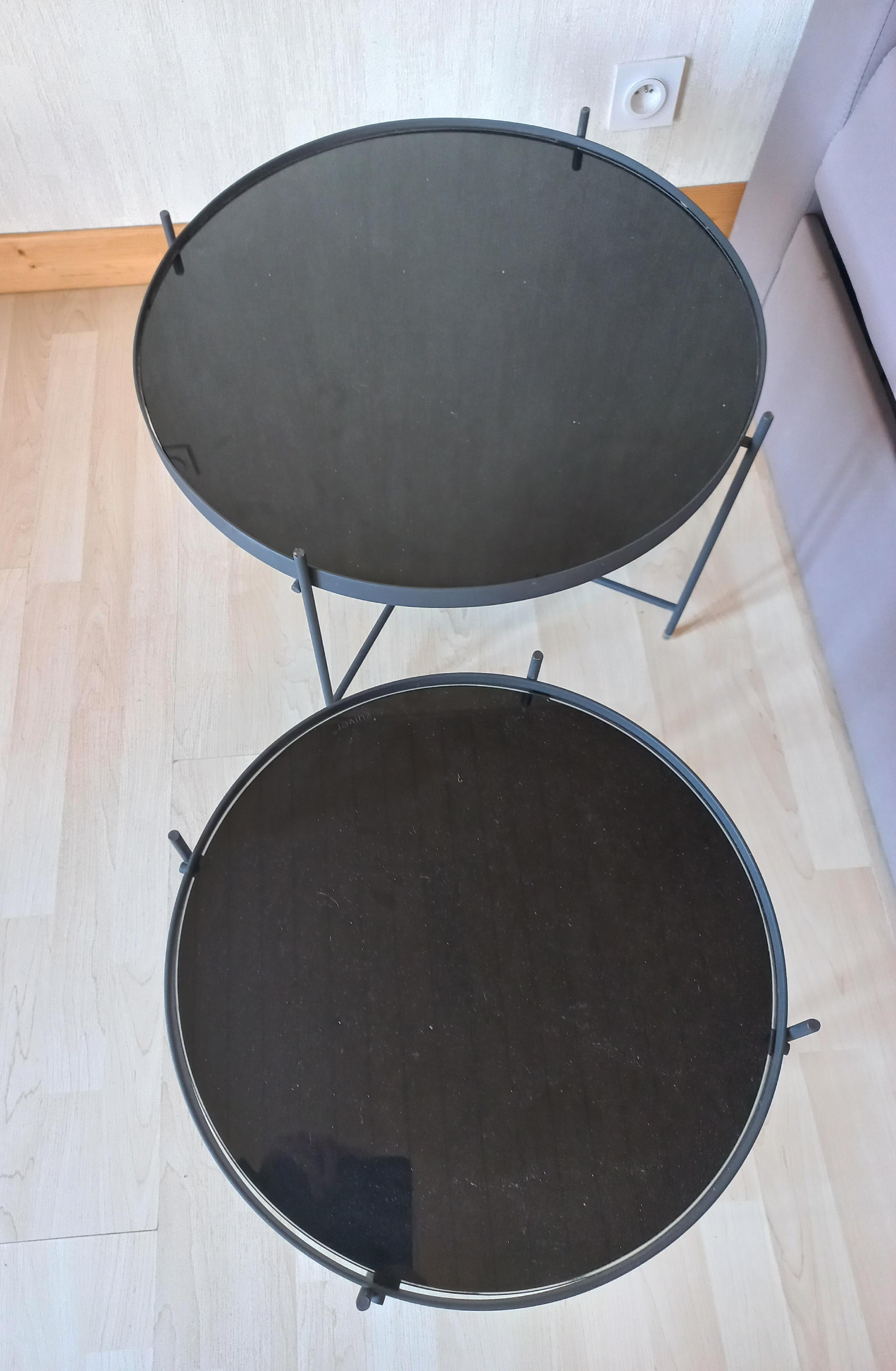 troc de troc 2 tables basses noires en verre image 0