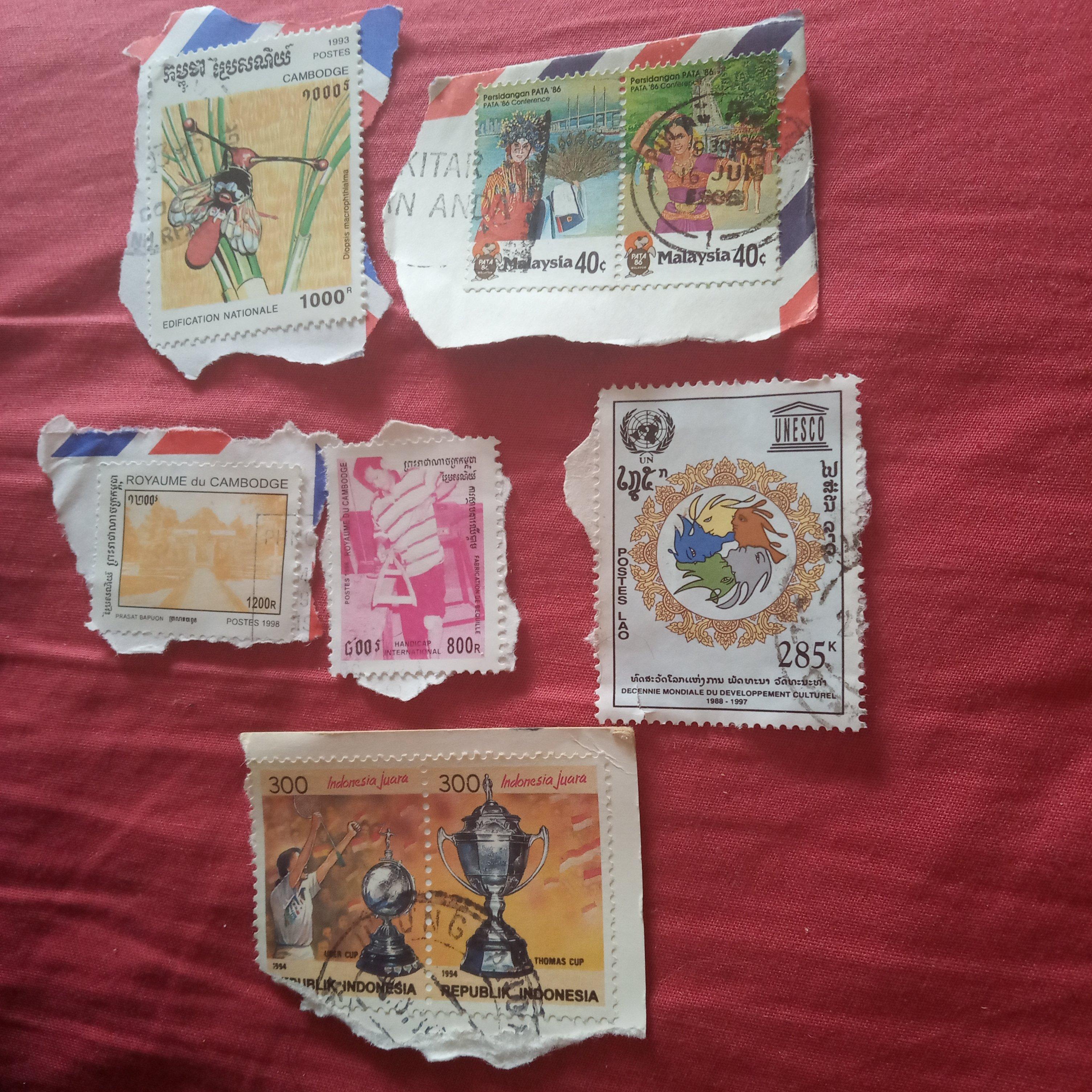 troc de troc lot timbre malaysia, indonésie, laos et cambodge image 0