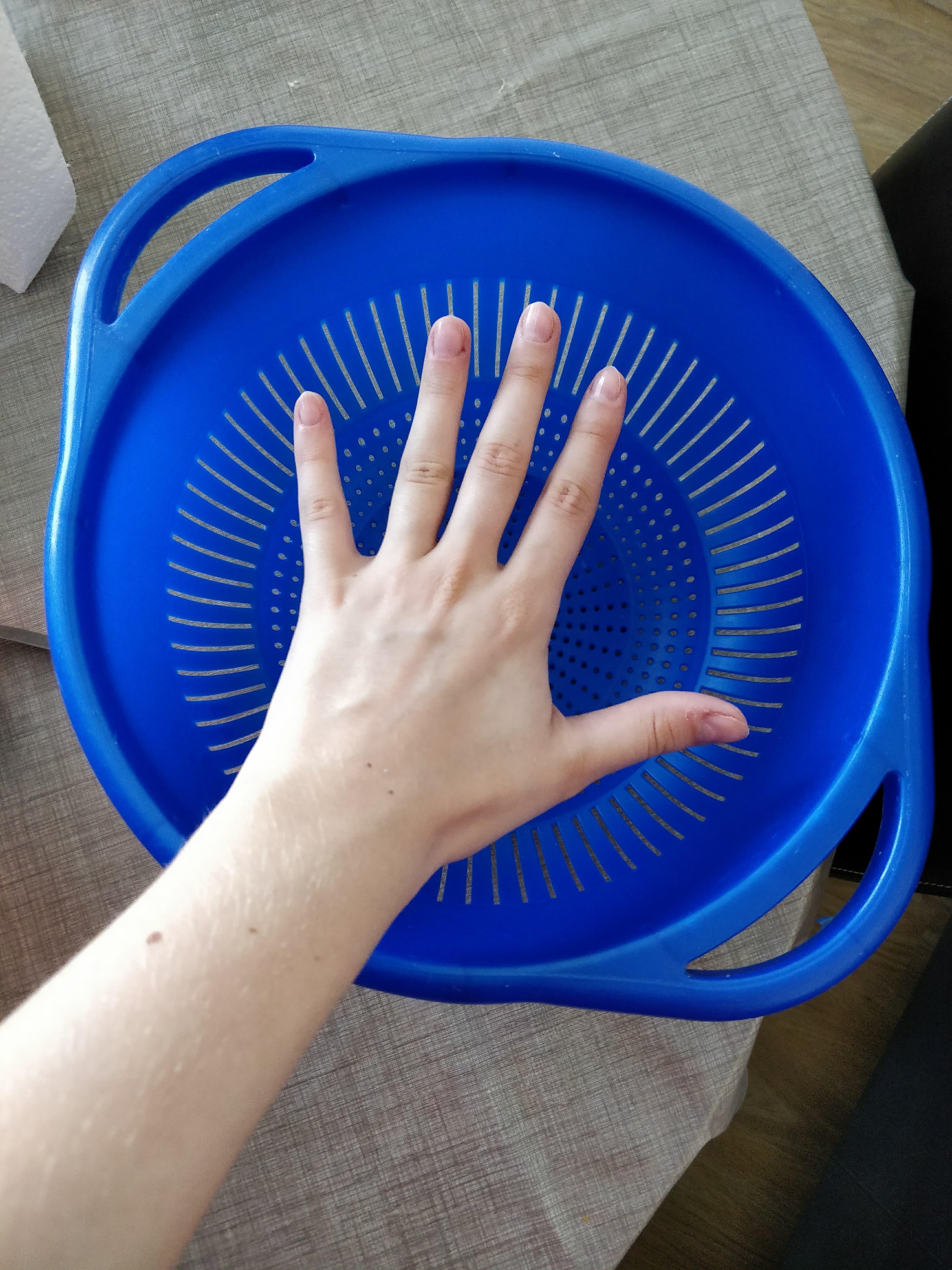 troc de troc grande passoire en plastique bleu bon état image 1
