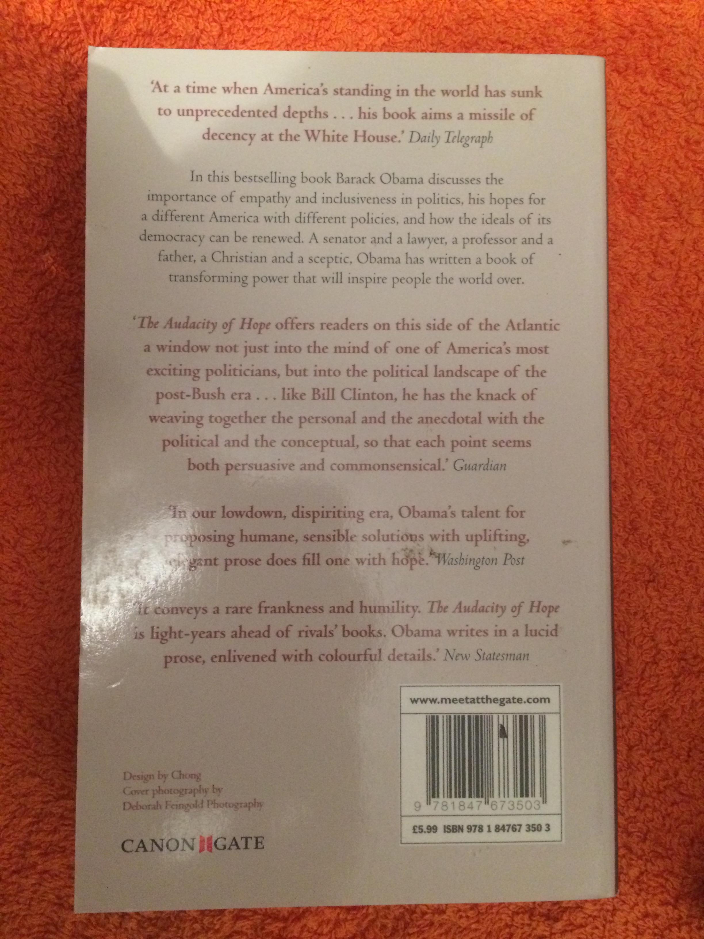 troc de troc réservé ian el ouali / livre en anglais / barack obama the audacity of hope image 1