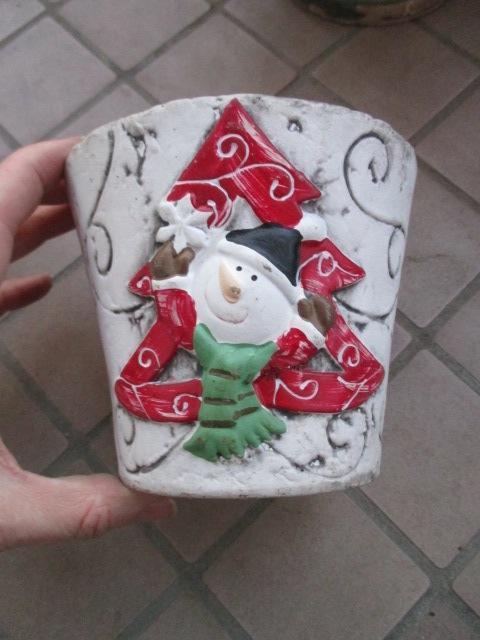 troc de troc pot de noel pour plantes bonhomme de neige image 0