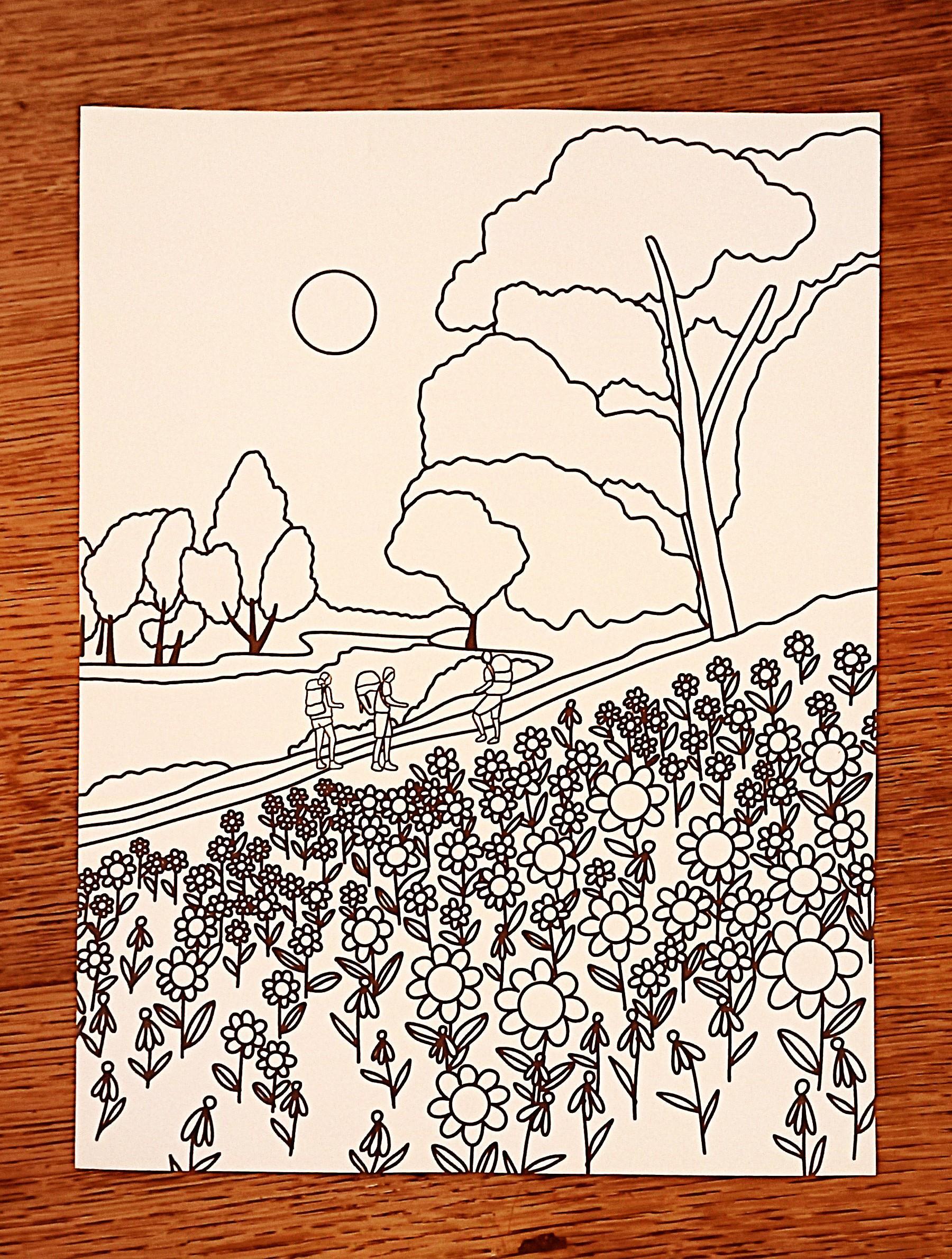 troc de troc coloriage "les randonneurs". image 0