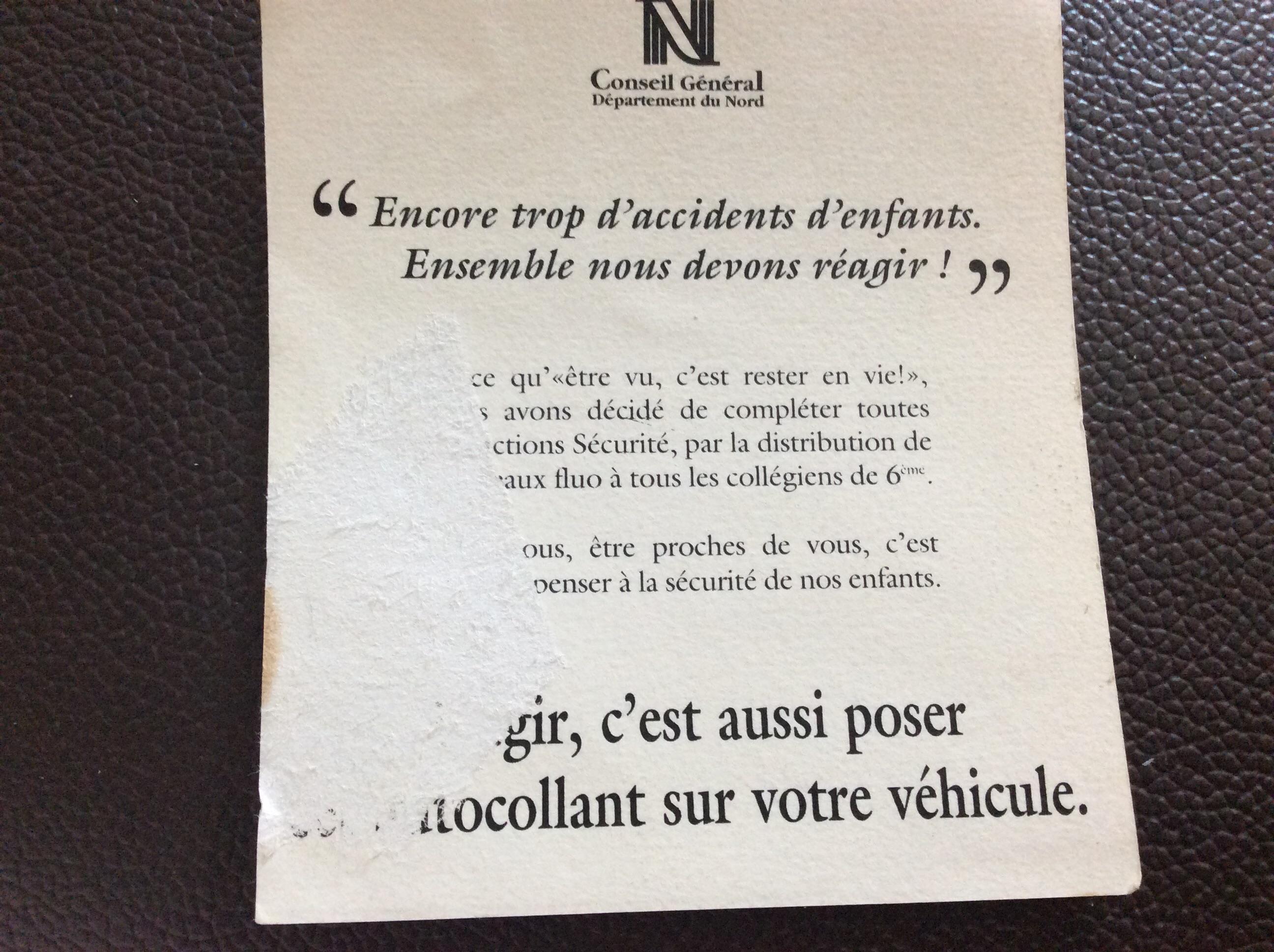 troc de troc autocollant la sécurité conseil général du nord années 70/80 image 1