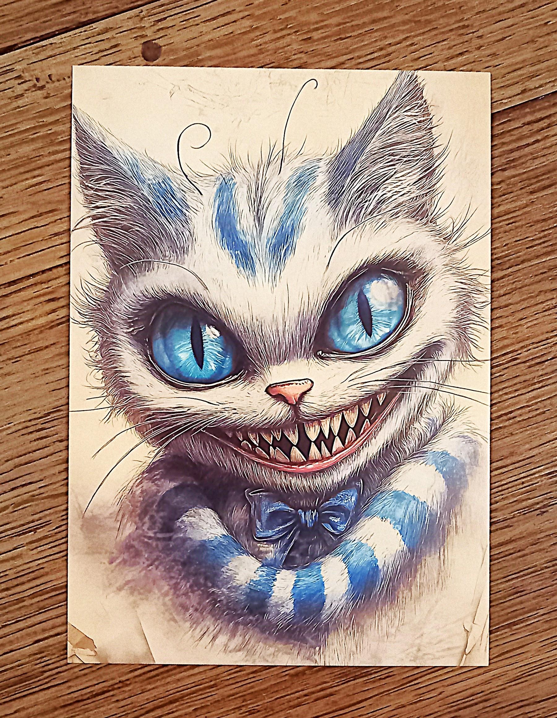 troc de troc carte postale "le chat du cheshire". image 0