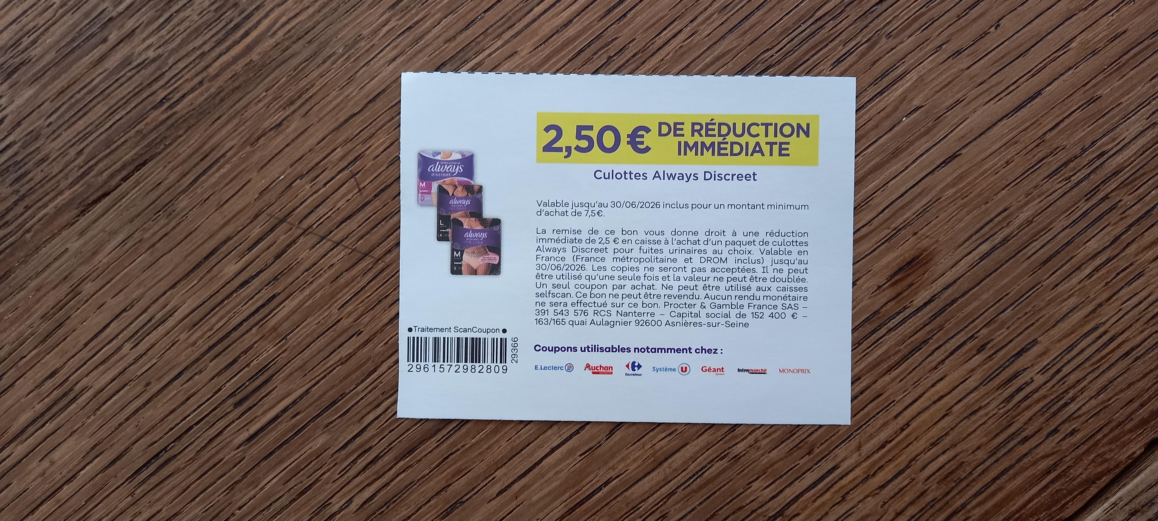 troc de troc bon de réduction always. image 0