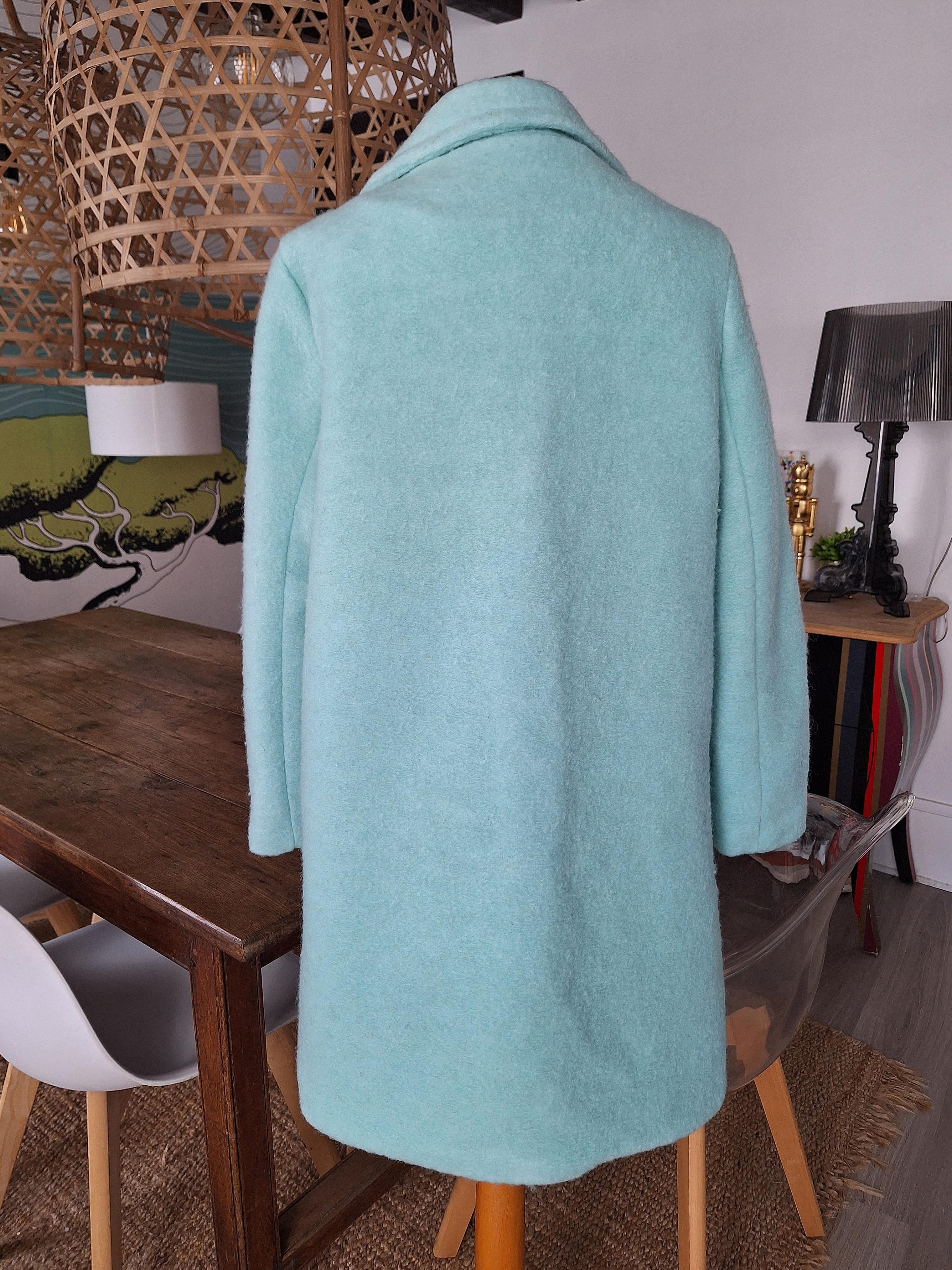 troc de troc beau manteau 3/4 turquoise 50% laine taille 38 image 1
