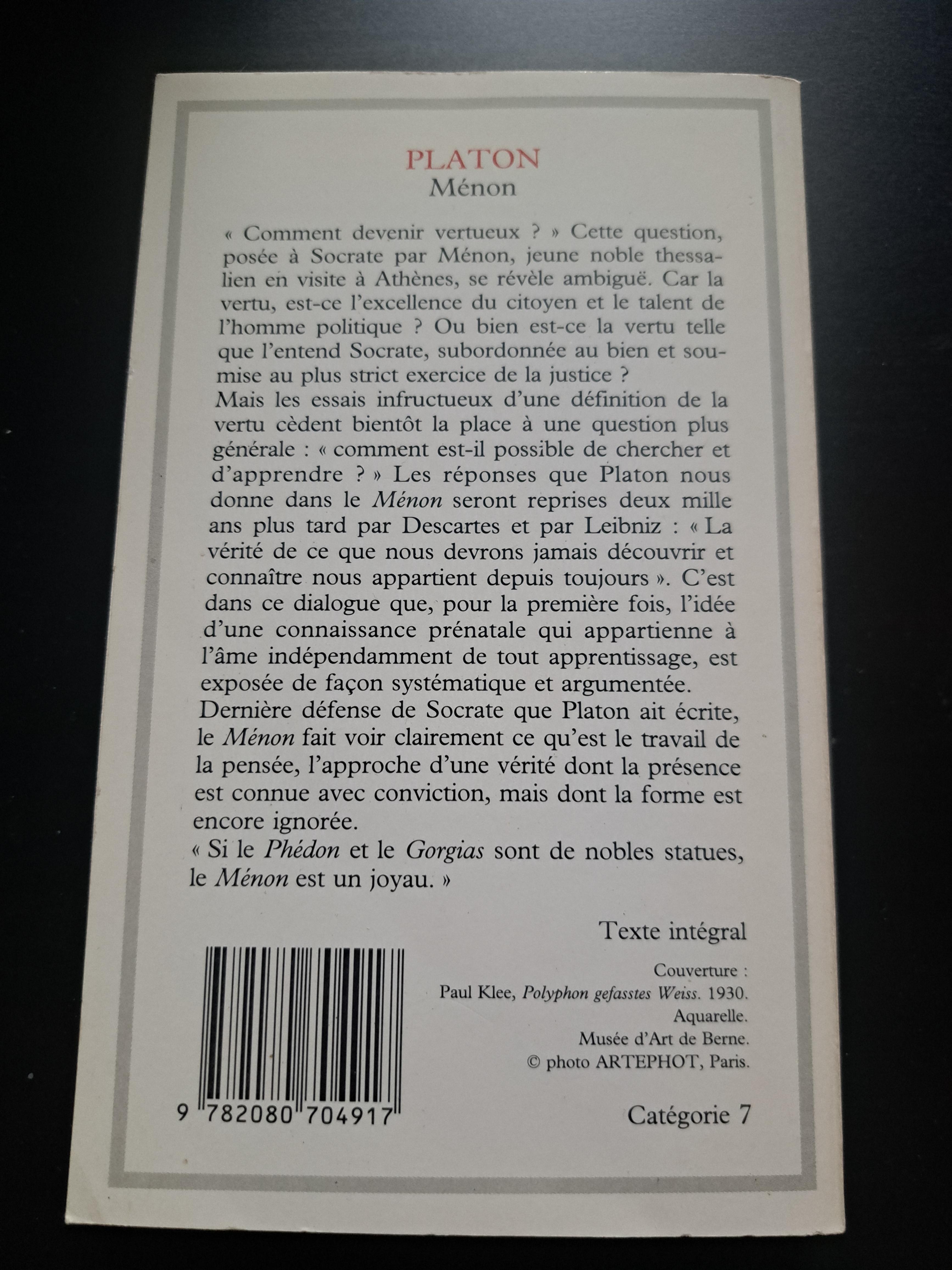 troc de troc livre platon menon image 1