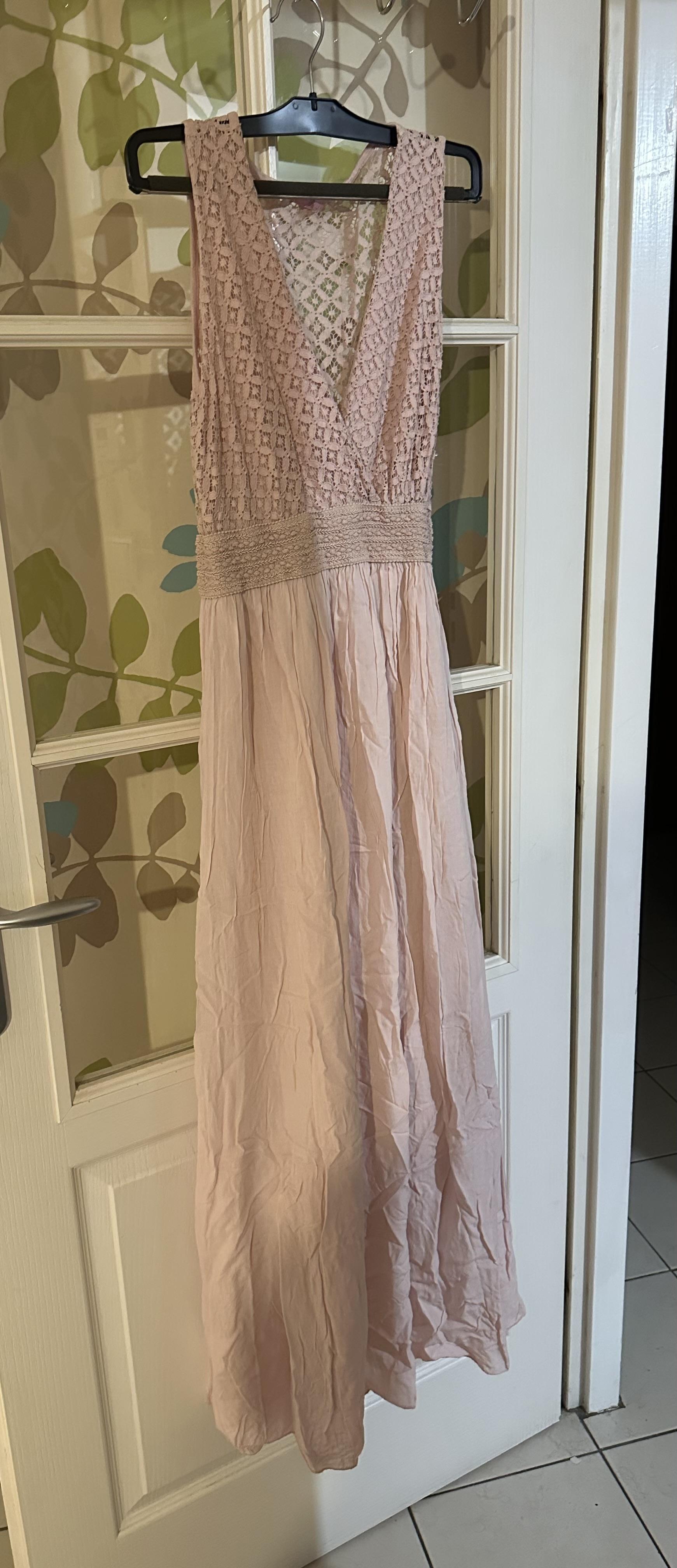 troc de troc félicita : robe longue d’été rose - pas d’étiquette mais t42 image 0
