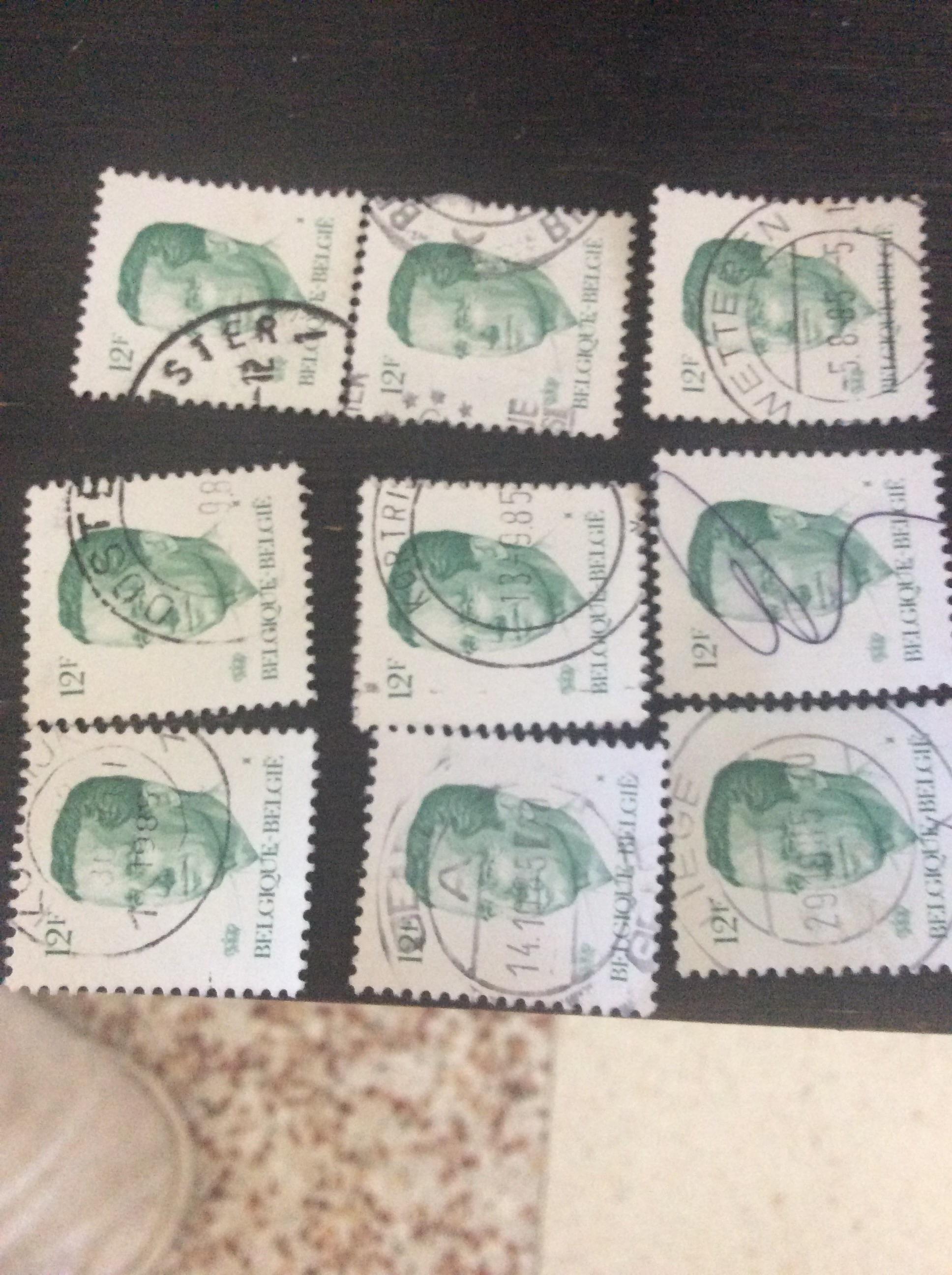 troc de troc 9 timbres verts belges 12 f image 0