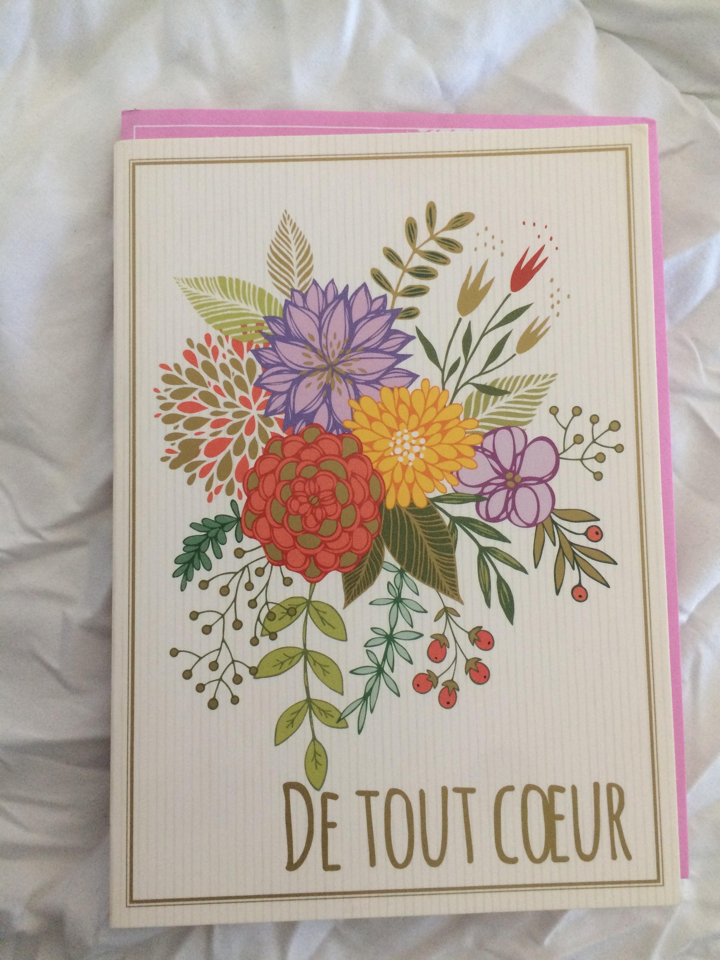 troc de troc carte de tout coeur dessin de fleurs & son enveloppe rose fushia image 0