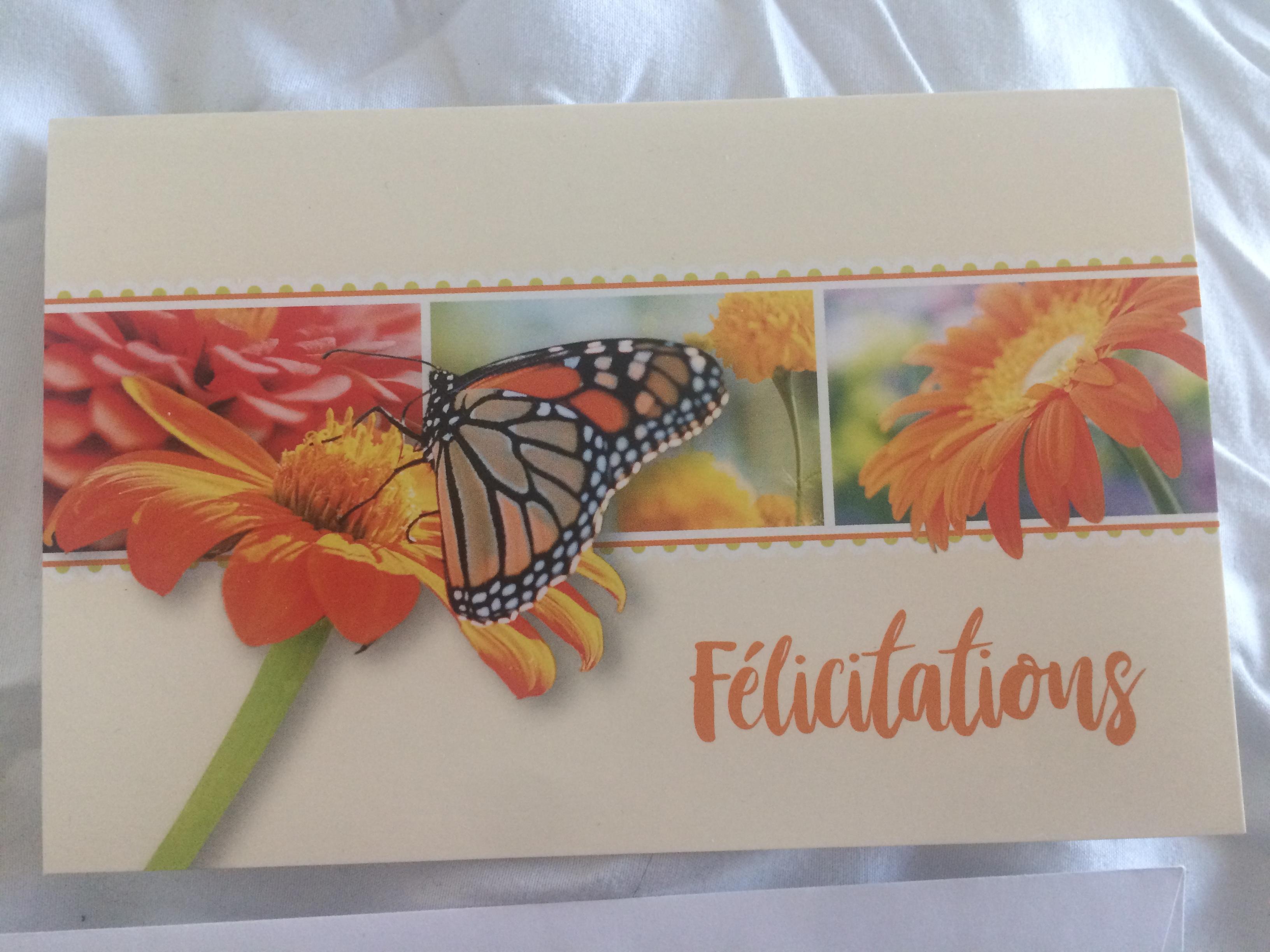 troc de troc carte félicitations papillon butinant & son enveloppe blanche image 0