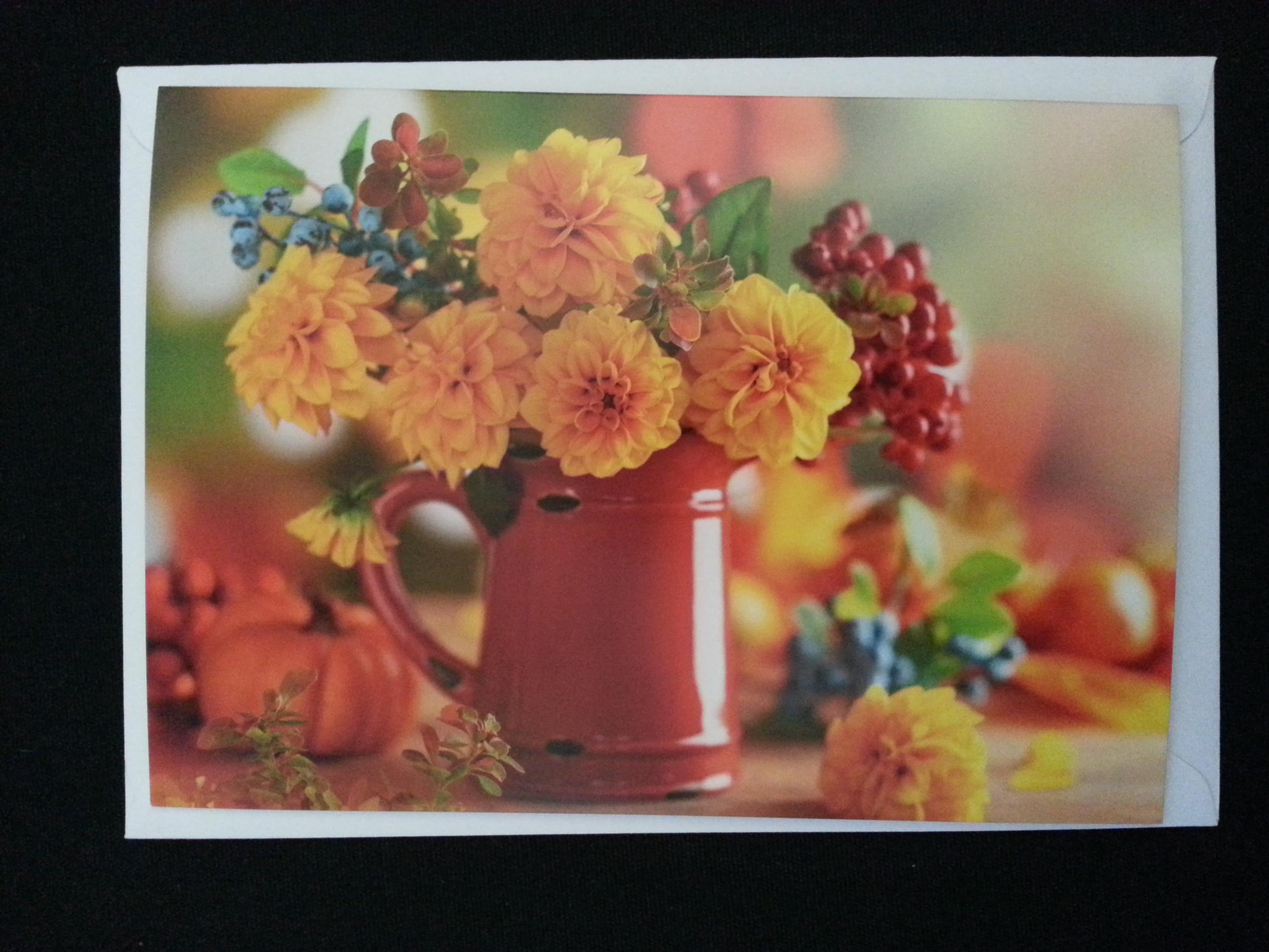 troc de troc carte pot rouge & fleurs + enveloppe image 0