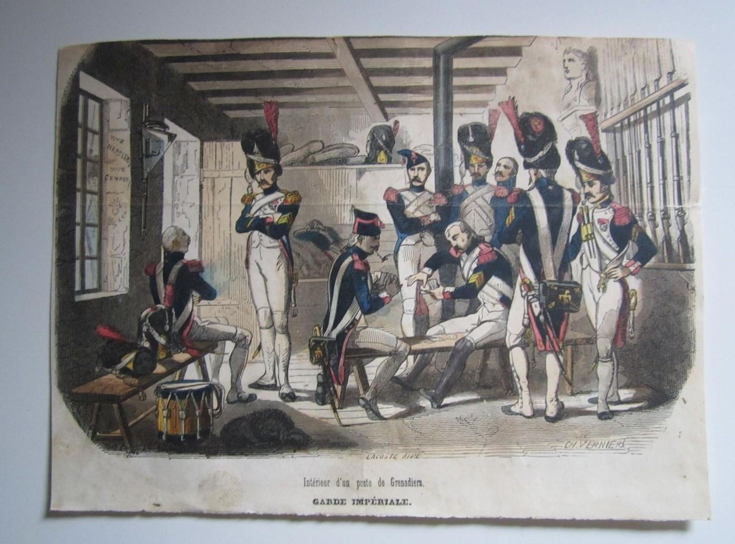 troc de troc gravure 19e siècle 1er empire intérieur d'un poste de grenadiers image 0