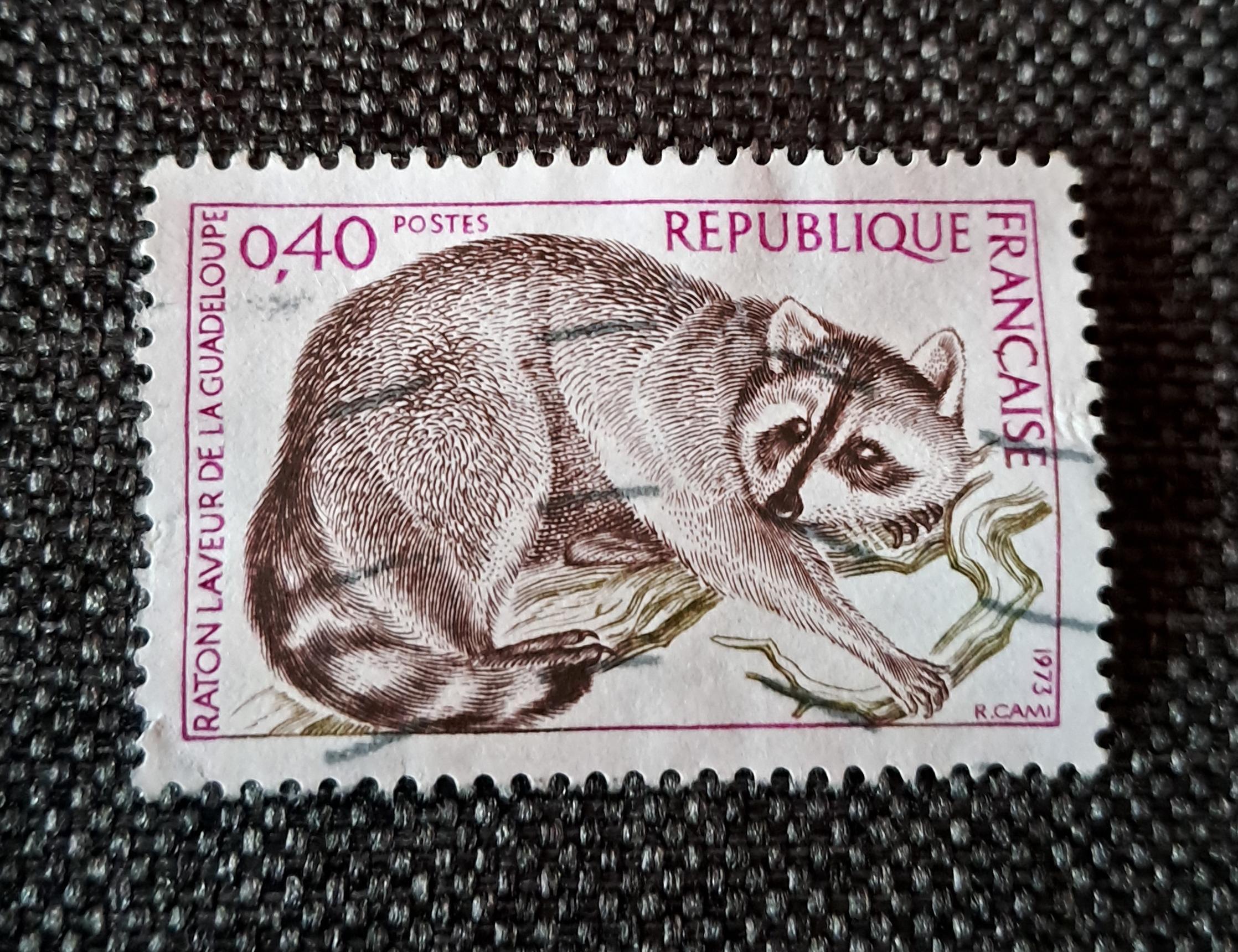 troc de troc réservé. timbre obliteré de 1973 raton laveur image 0